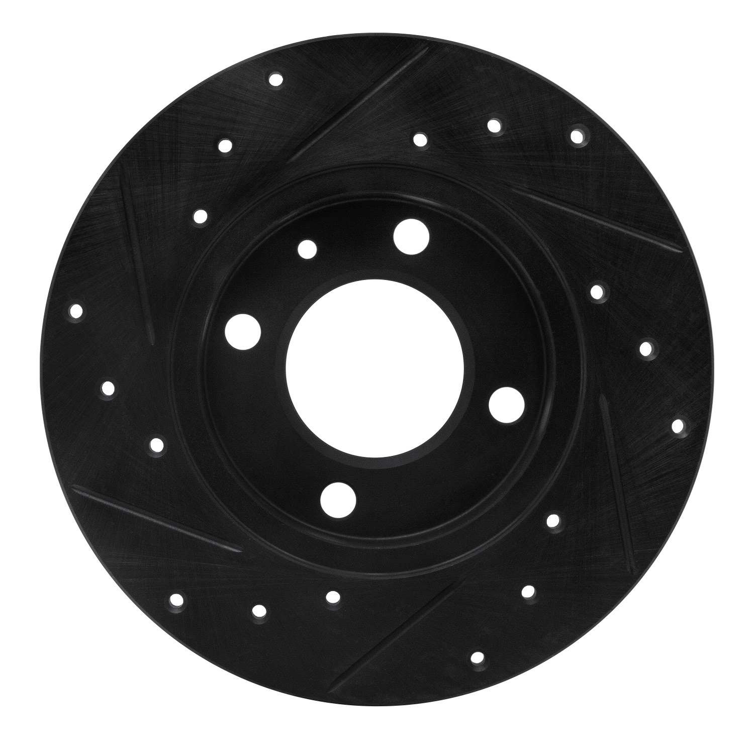 R1 Concepts 73-05 Audi Fox Front Right Drilled & Slotted Black Brake Rotor - Image 2