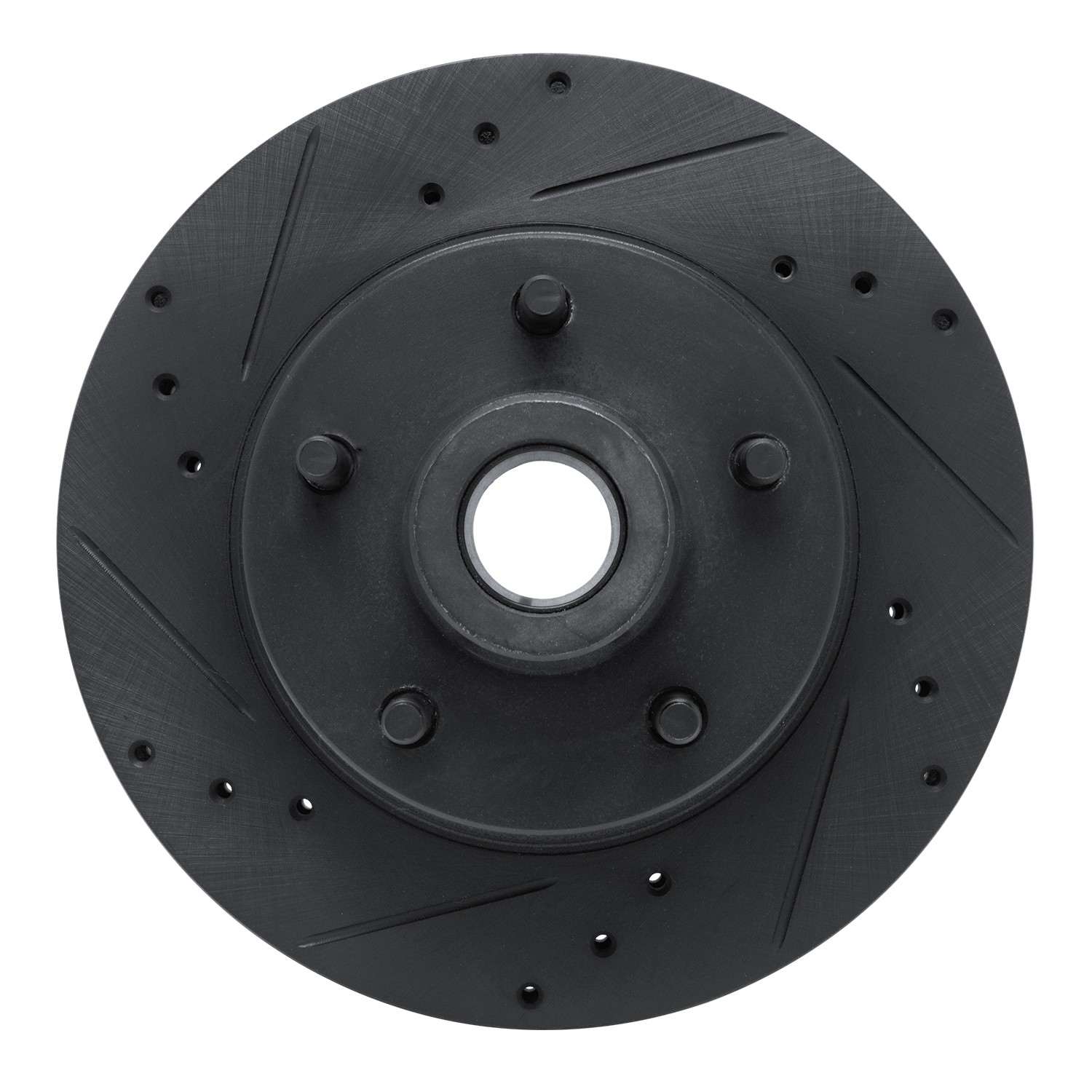 R1 Concepts 73-73 Ford Gran Torino Front Left Drilled & Slotted Black Brake Rotor