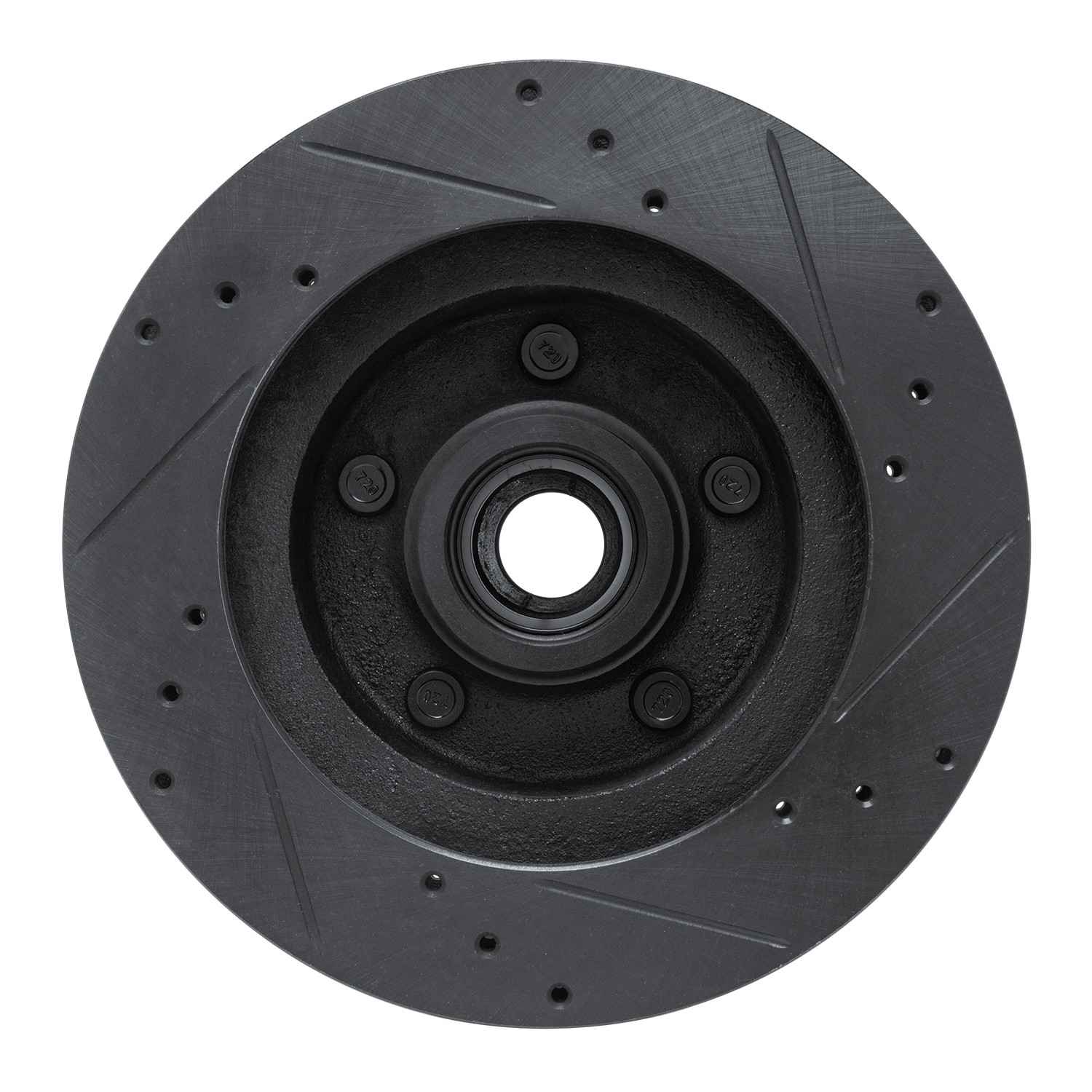 R1 Concepts 73-73 Ford Gran Torino Front Left Drilled & Slotted Black Brake Rotor - Image 2
