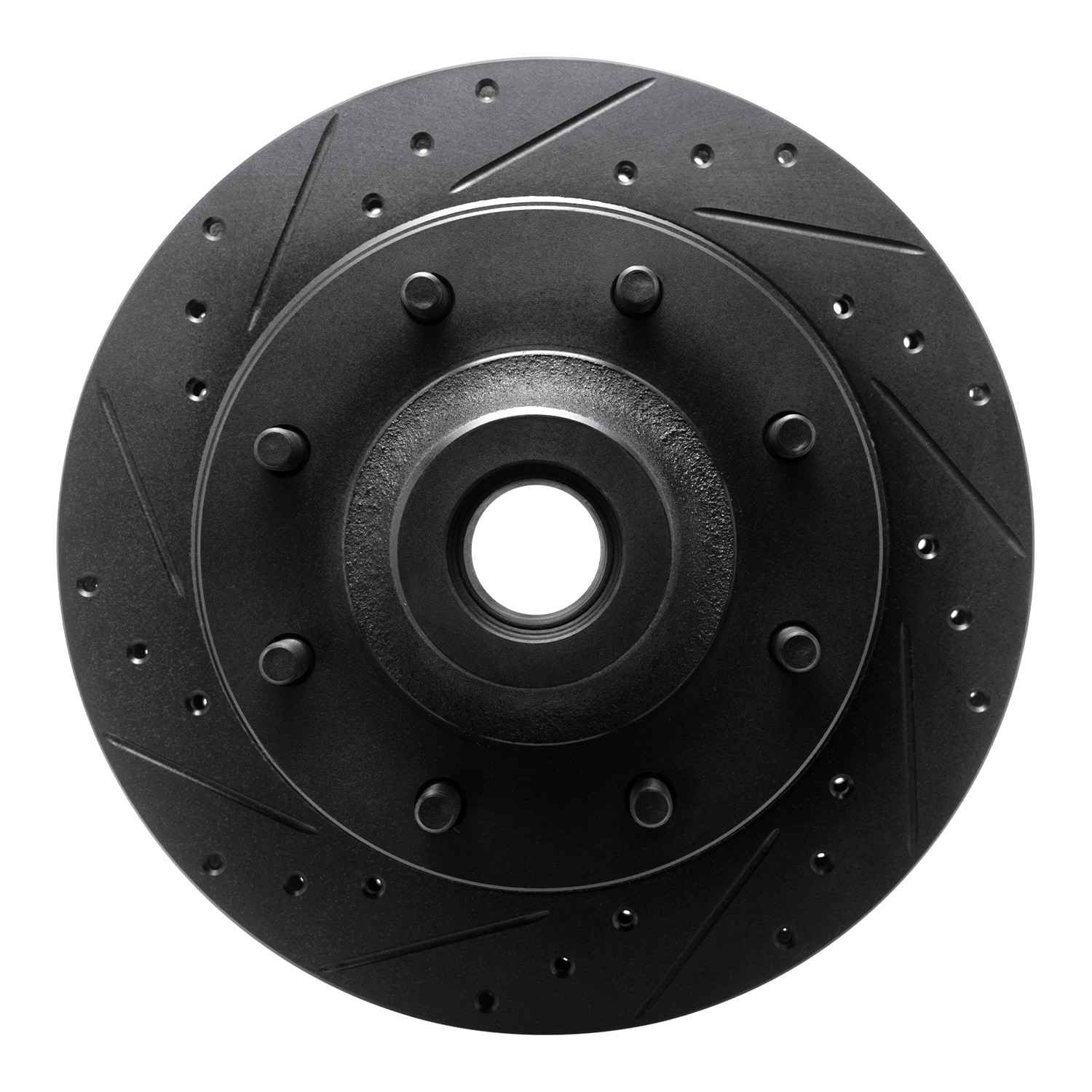 R1 Concepts 73-79 Ford F-250 2WD (Excl Super Duty) Front Left Drilled & Slotted Black Brake Rotor