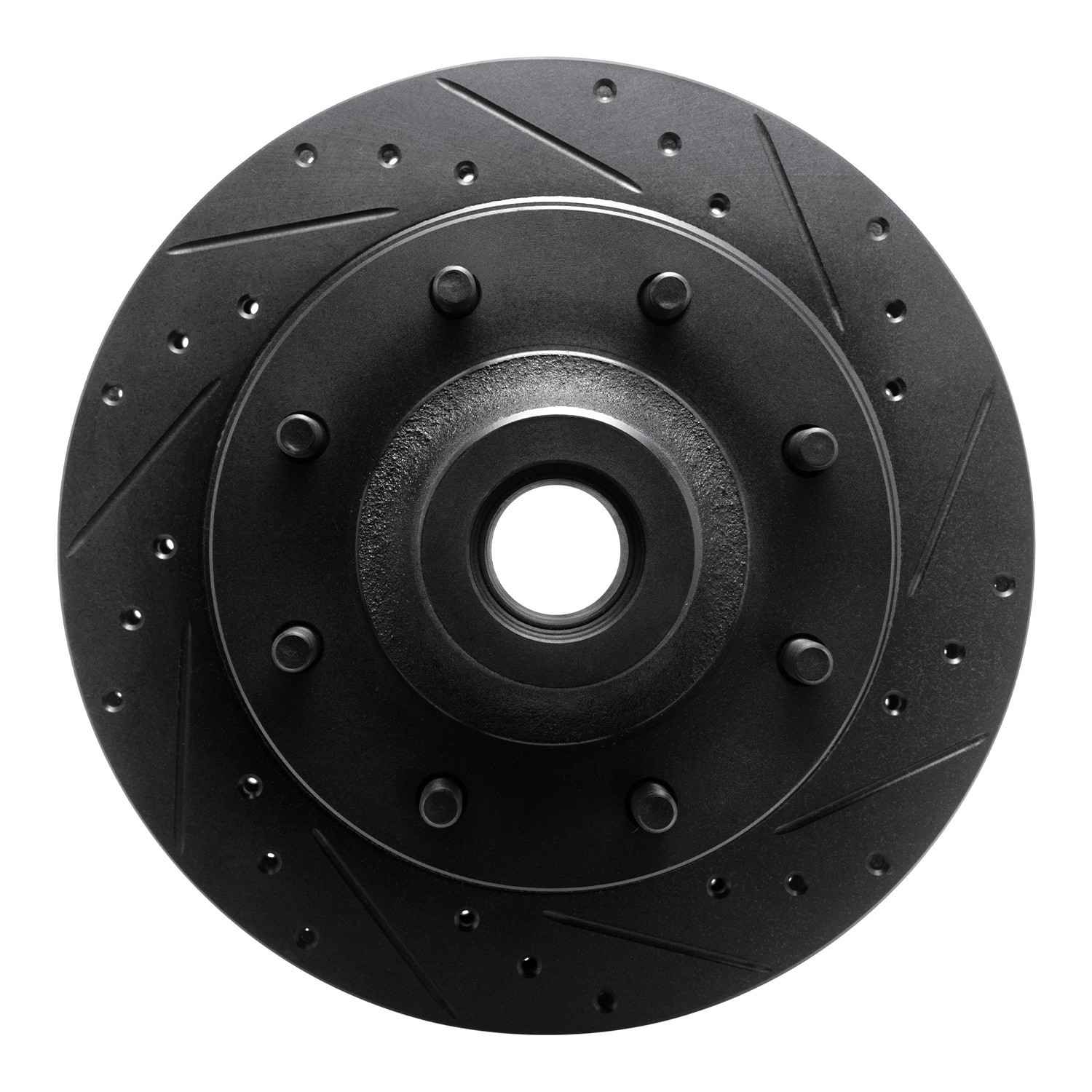 R1 Concepts 73-79 Ford F-250 2WD (Excl Super Duty) Front Right Drilled & Slotted Black Brake Rotor