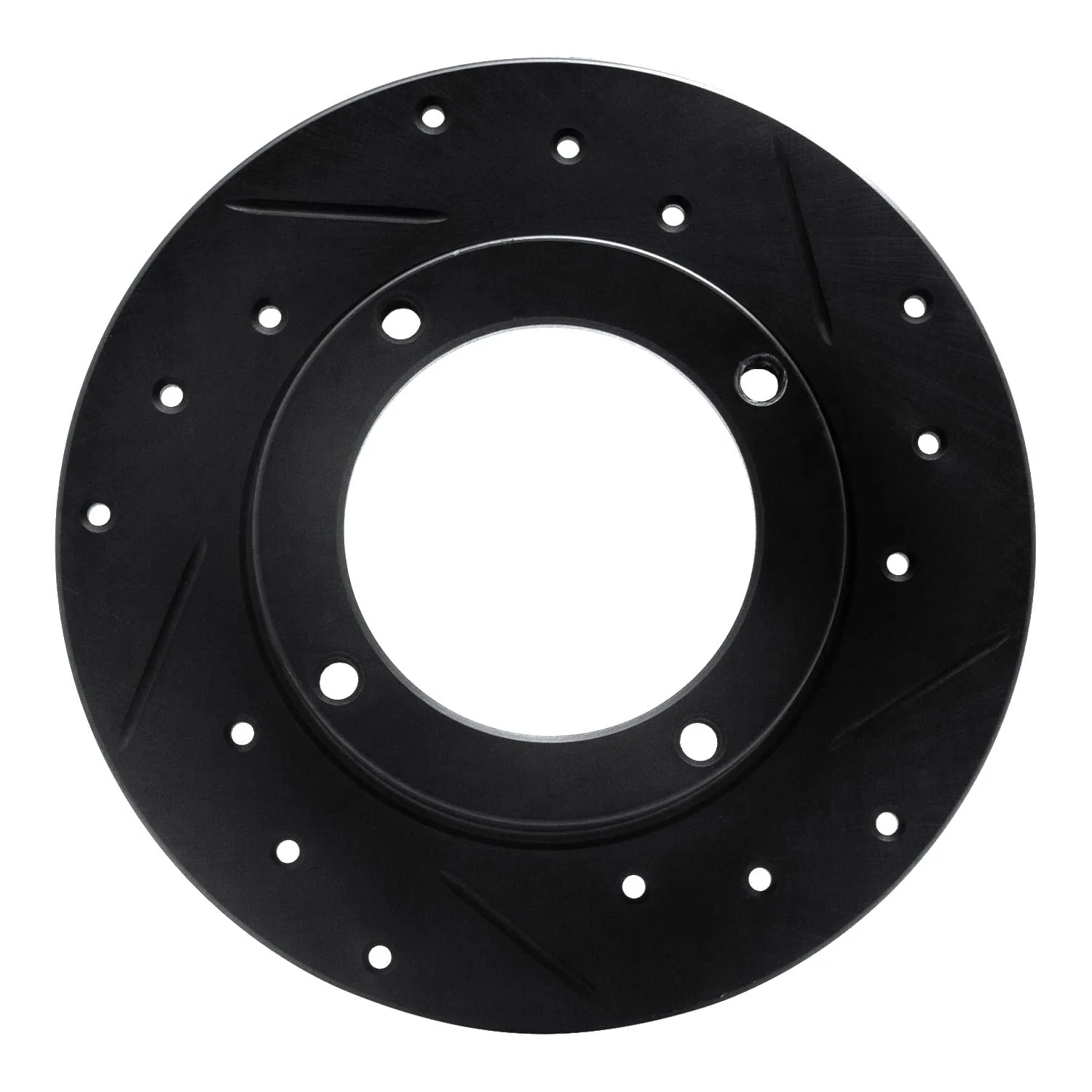 R1 Concepts 73-79 Honda Civic Front Right Drilled & Slotted Black Brake Rotor