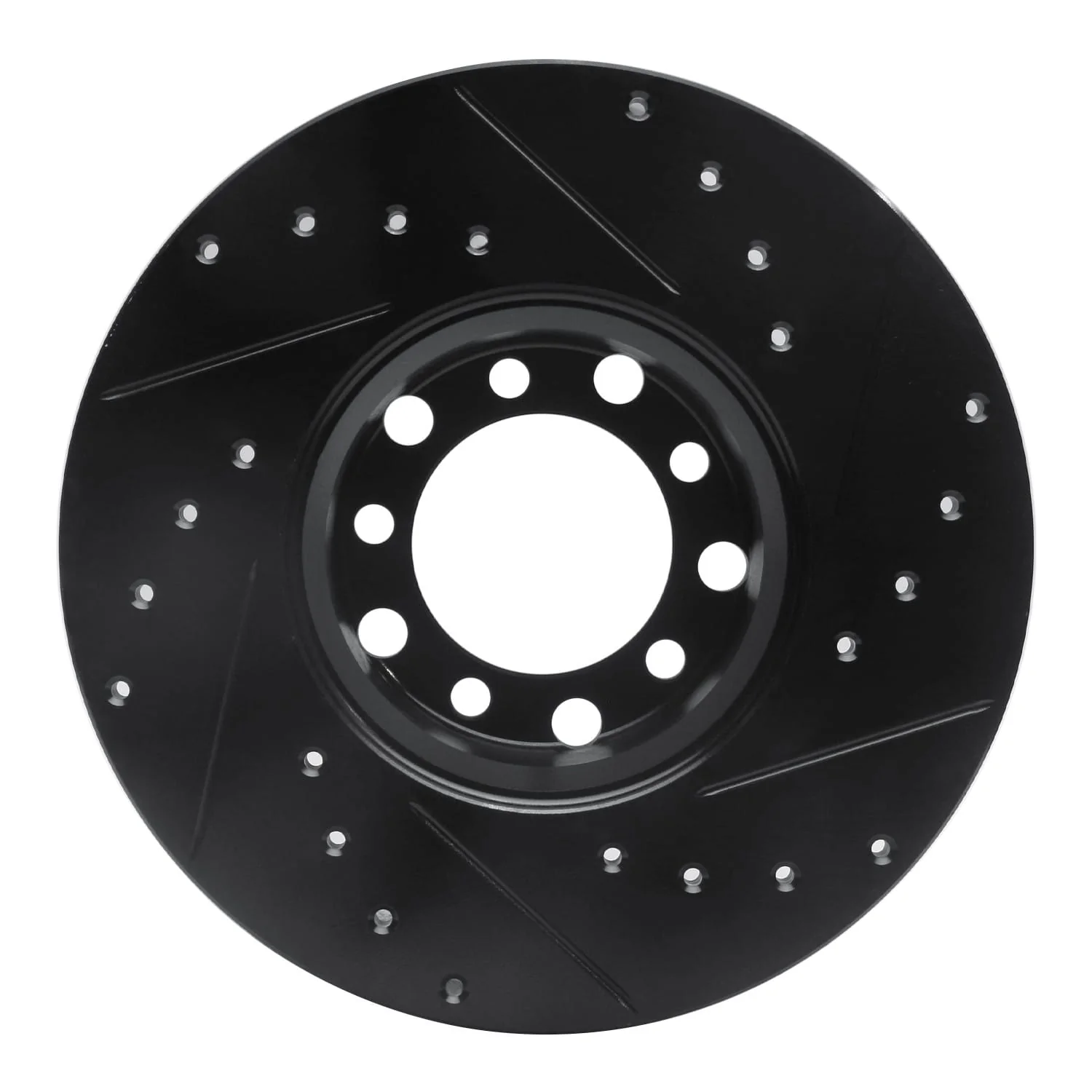 R1 Concepts 73-85 Mercedes-Benz 230 Front Left Drilled & Slotted Black Brake Rotor - Image 2