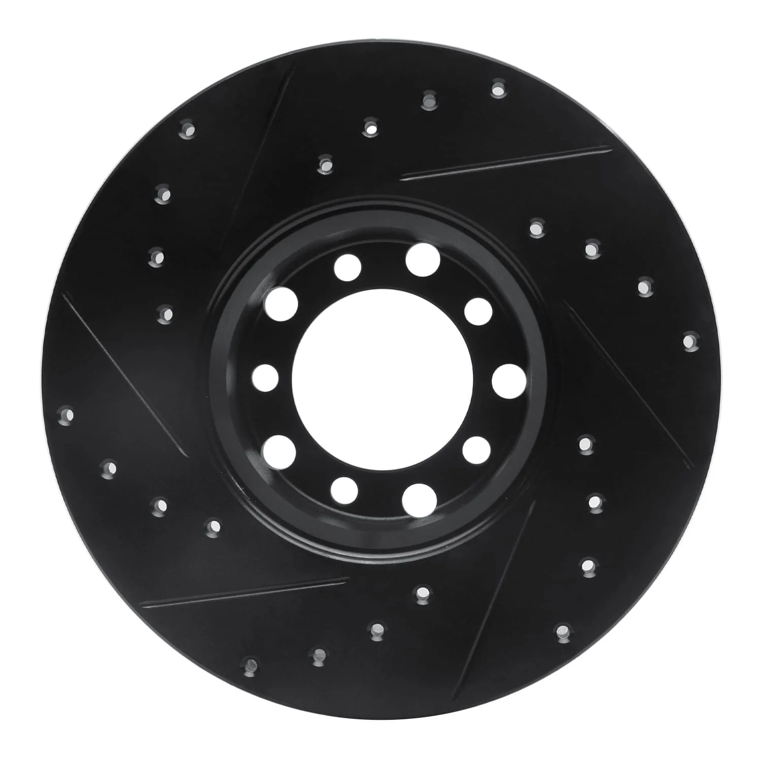 R1 Concepts 73-85 Mercedes-Benz 230 Front Right Drilled & Slotted Black Brake Rotor - Image 2