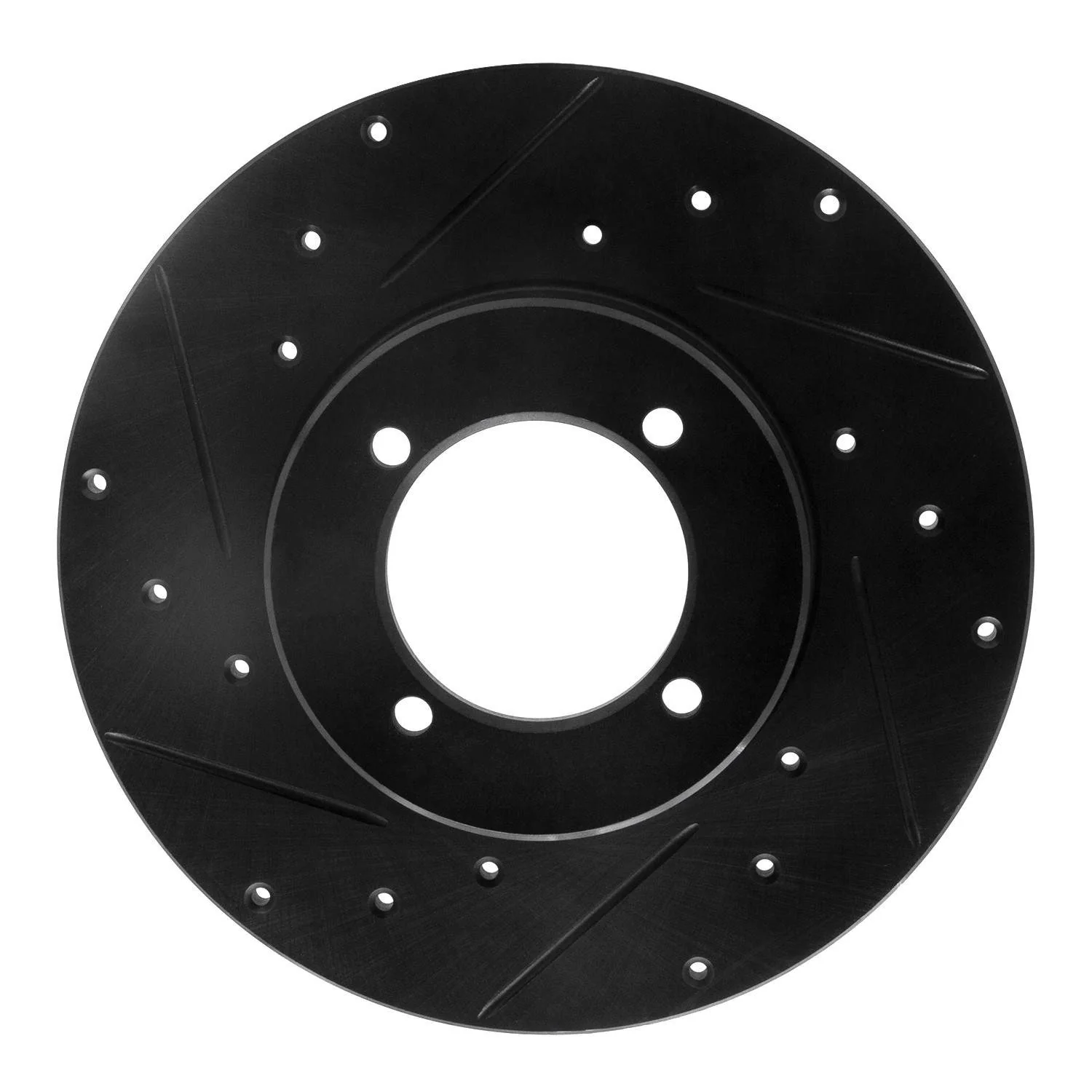 R1 Concepts 74-78 Nissan 260Z Front Left Drilled & Slotted Black Brake Rotor
