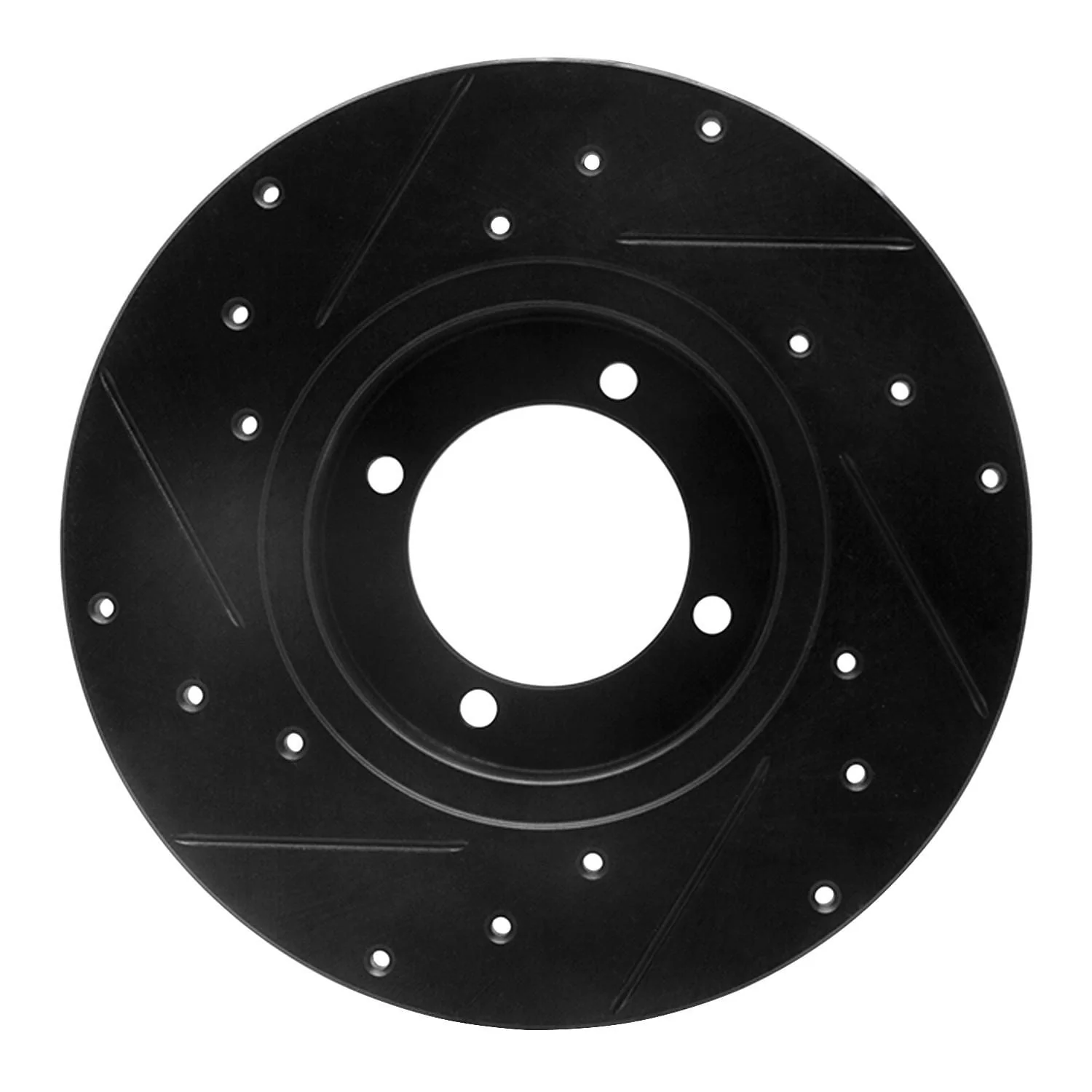 R1 Concepts 74-78 Nissan 260Z Front Right Drilled & Slotted Black Brake Rotor - Image 2