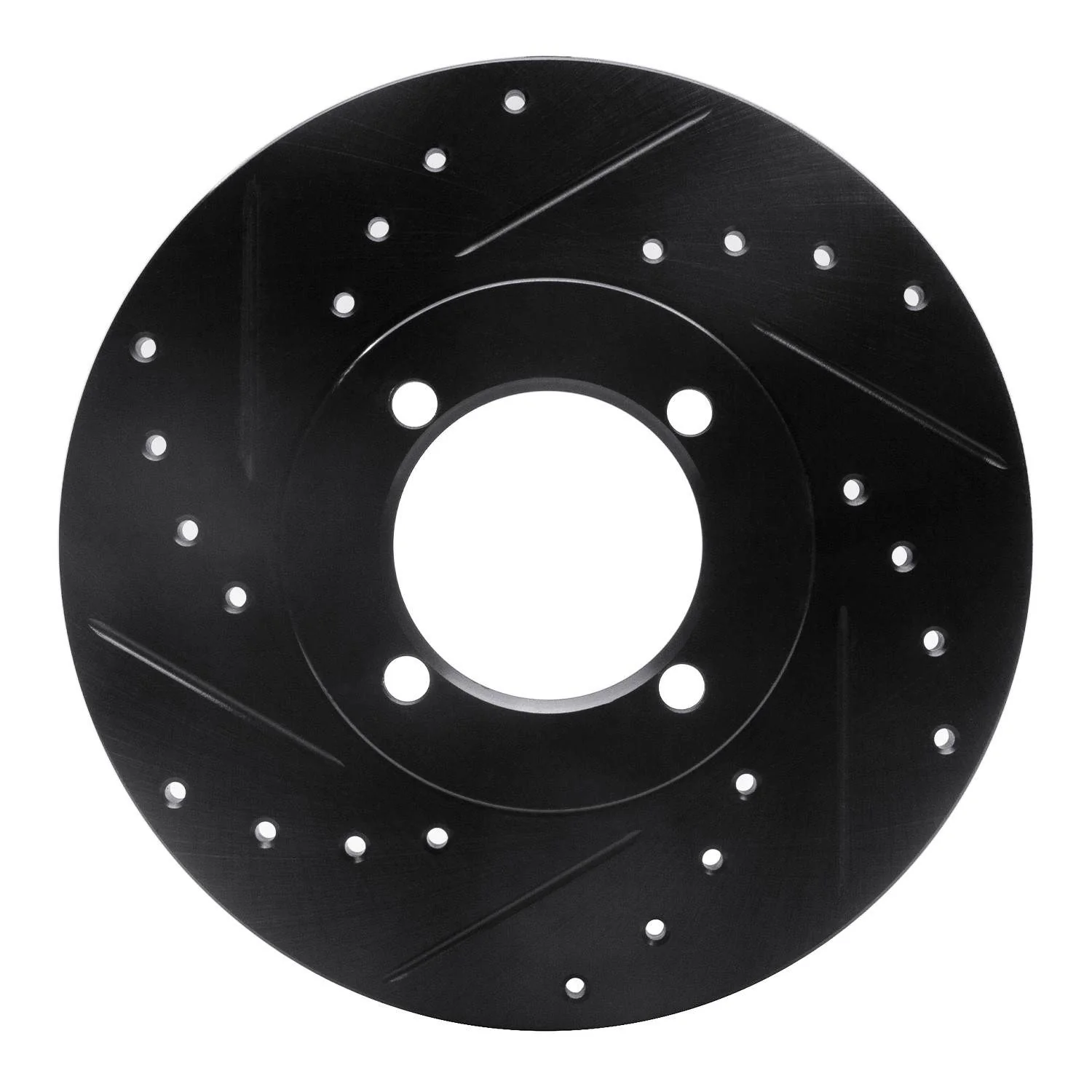R1 Concepts 74-79 Lotus Eclat Front Left Drilled & Slotted Black Brake Rotor