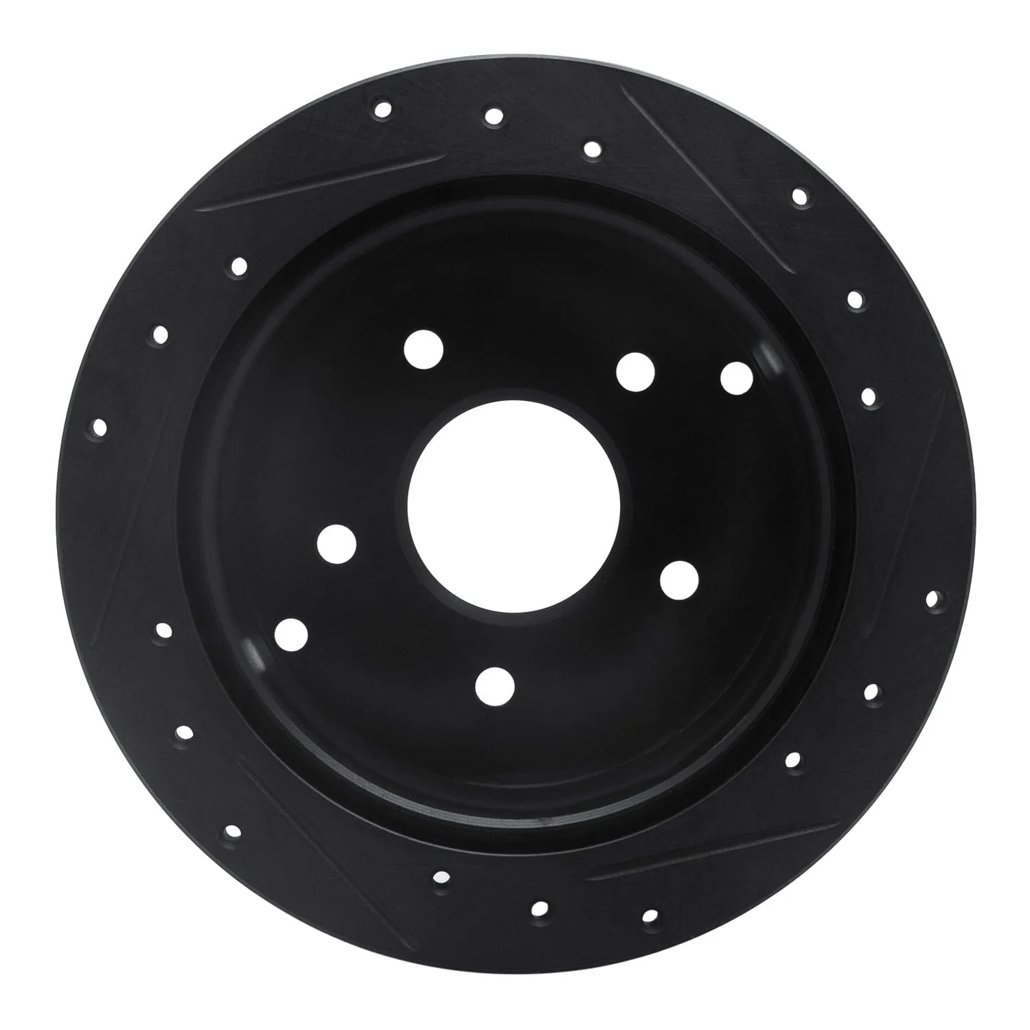 R1 Concepts 74-80 Ford Granada Front Left Drilled & Slotted Black Brake Rotor - Image 2
