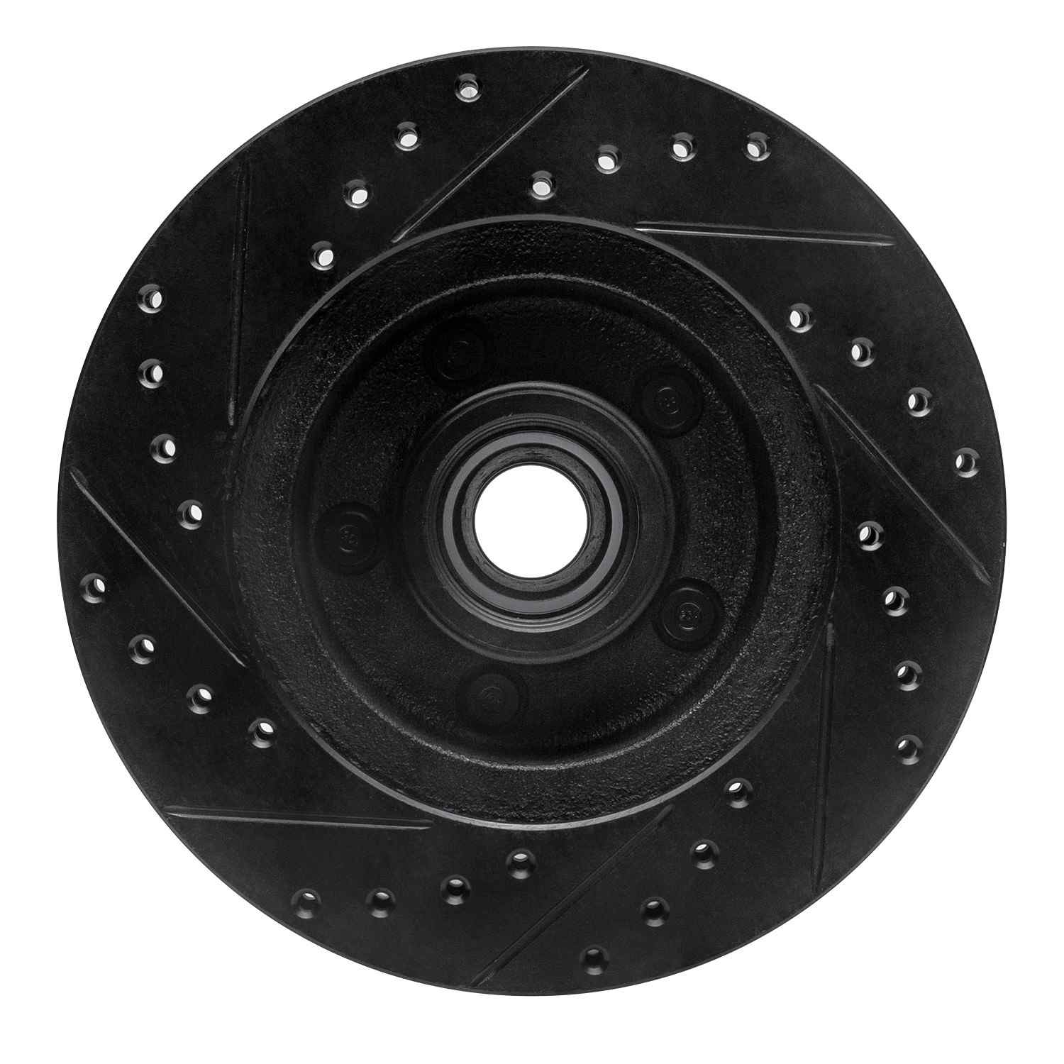 R1 Concepts 74-80 Ford Granada Front Right Drilled & Slotted Black Brake Rotor - Image 2