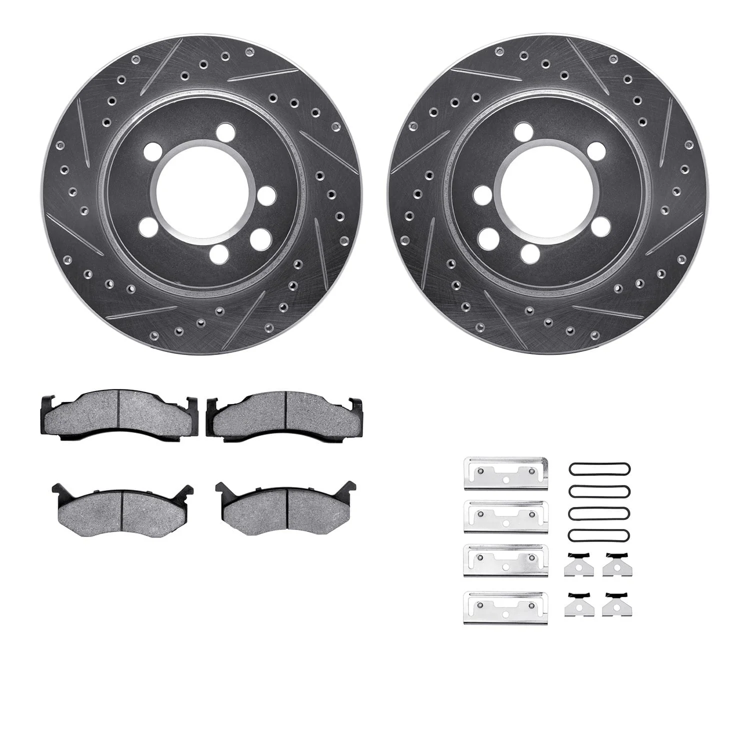 R1 Concepts 74-81 Dodge Ramcharger Front Drill/Slot Silver Rotors w/Optimum Pads
