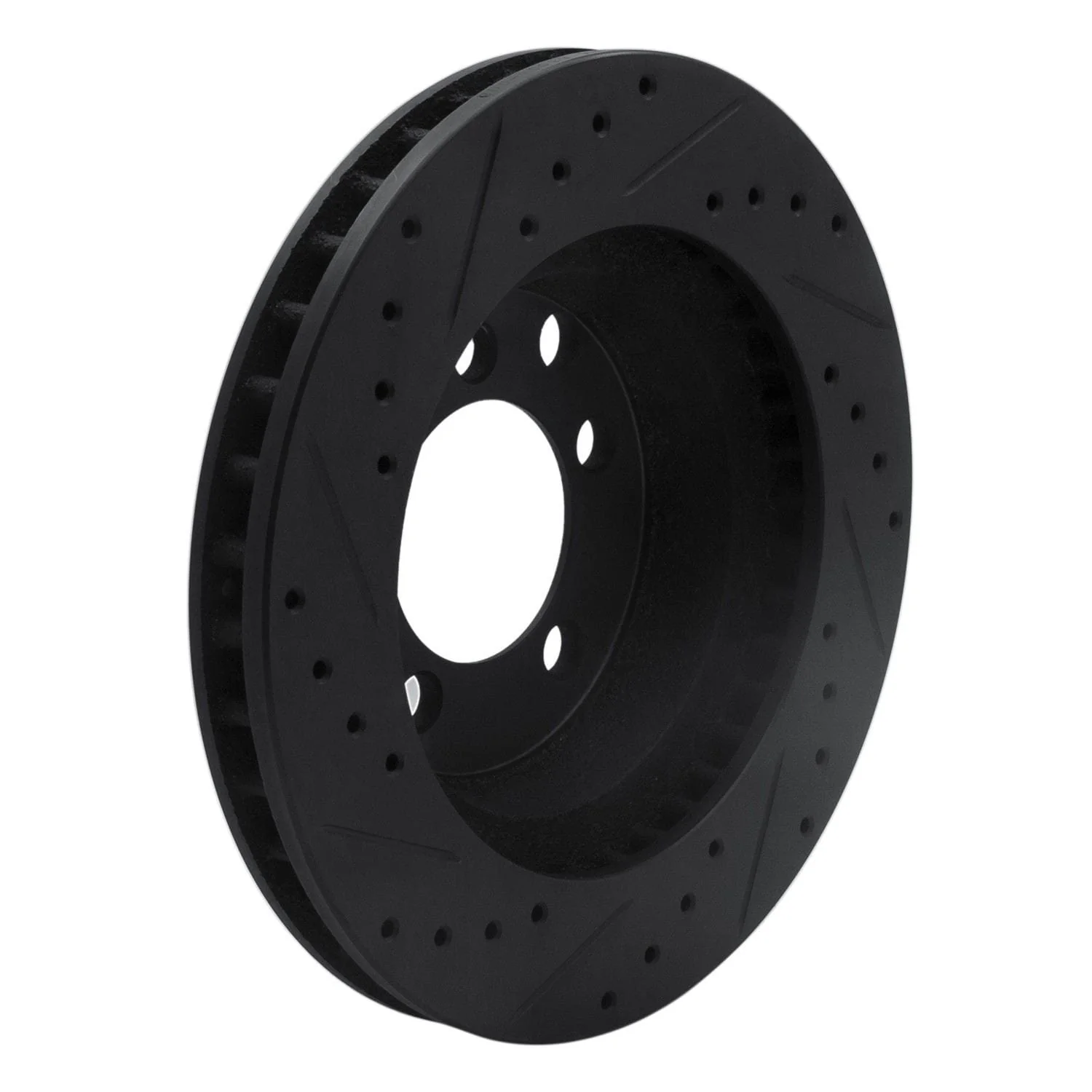 R1 Concepts 74-81 Dodge W100 Front Right Drilled & Slotted Black Brake Rotor - Image 2