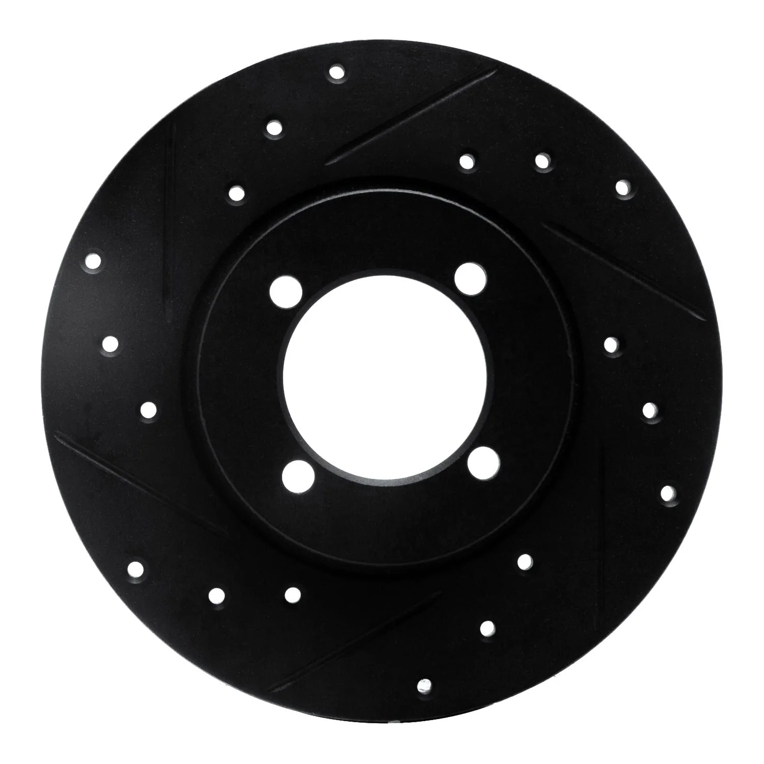 R1 Concepts 74-87 Dodge COLT Front Left Drilled & Slotted Black Brake Rotor
