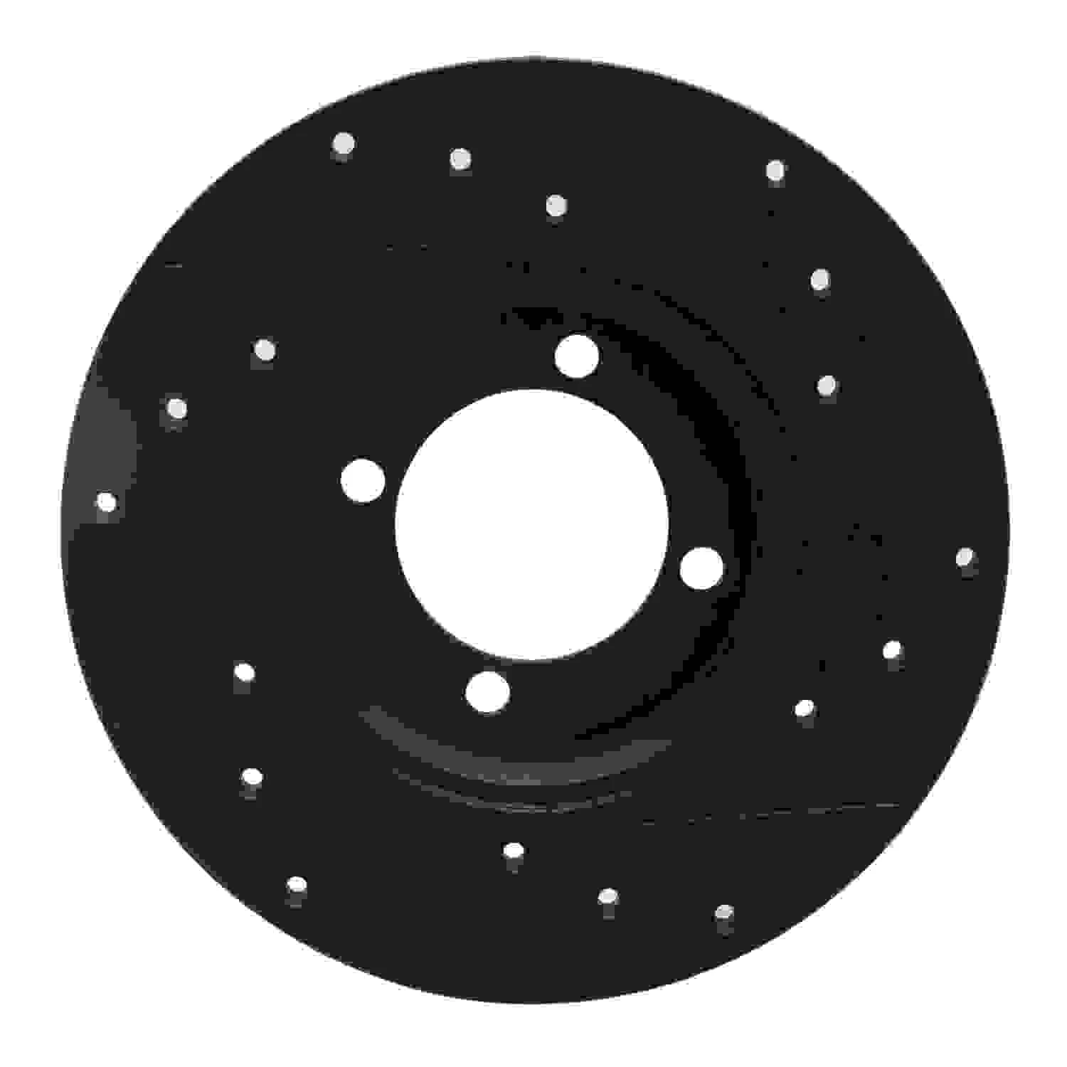 R1 Concepts 74-87 Dodge COLT Front Left Drilled & Slotted Black Brake Rotor - Image 2