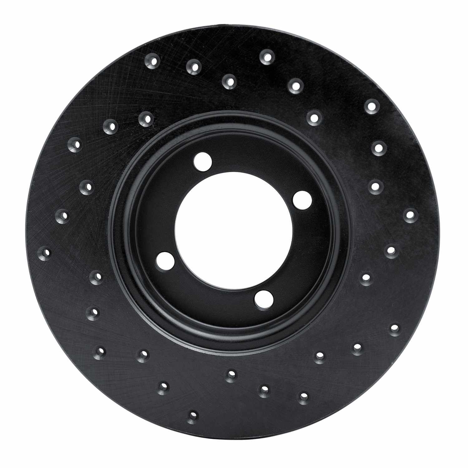R1 Concepts 74-87 Plymouth Arrow Front Left Drilled Black Brake Rotor - Image 2