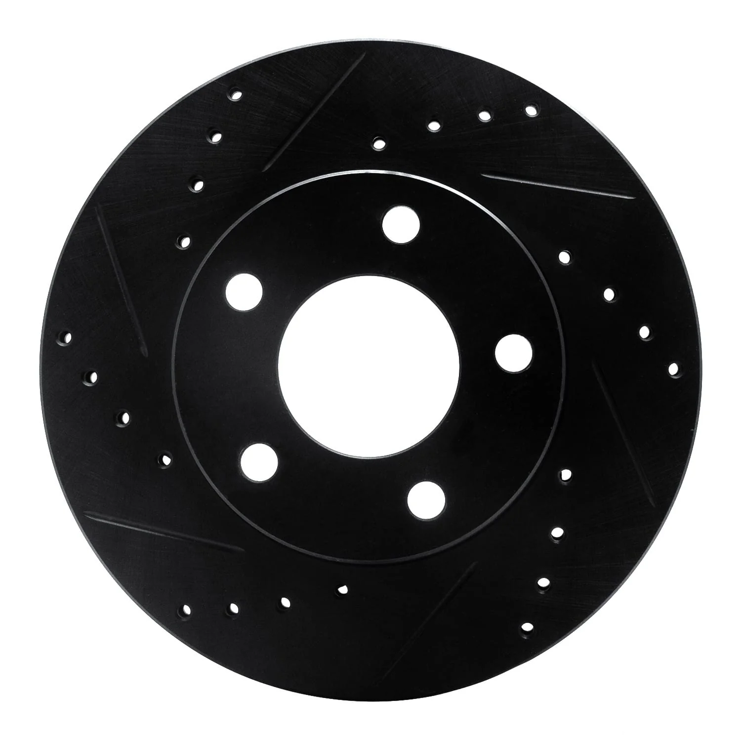 R1 Concepts 75-80 Ford Granada Left Rear Drilled & Slotted Black Brake Rotor