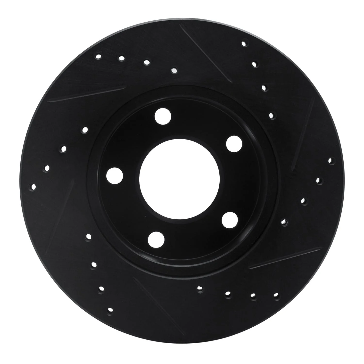 R1 Concepts 75-80 Ford Granada Left Rear Drilled & Slotted Black Brake Rotor - Image 2