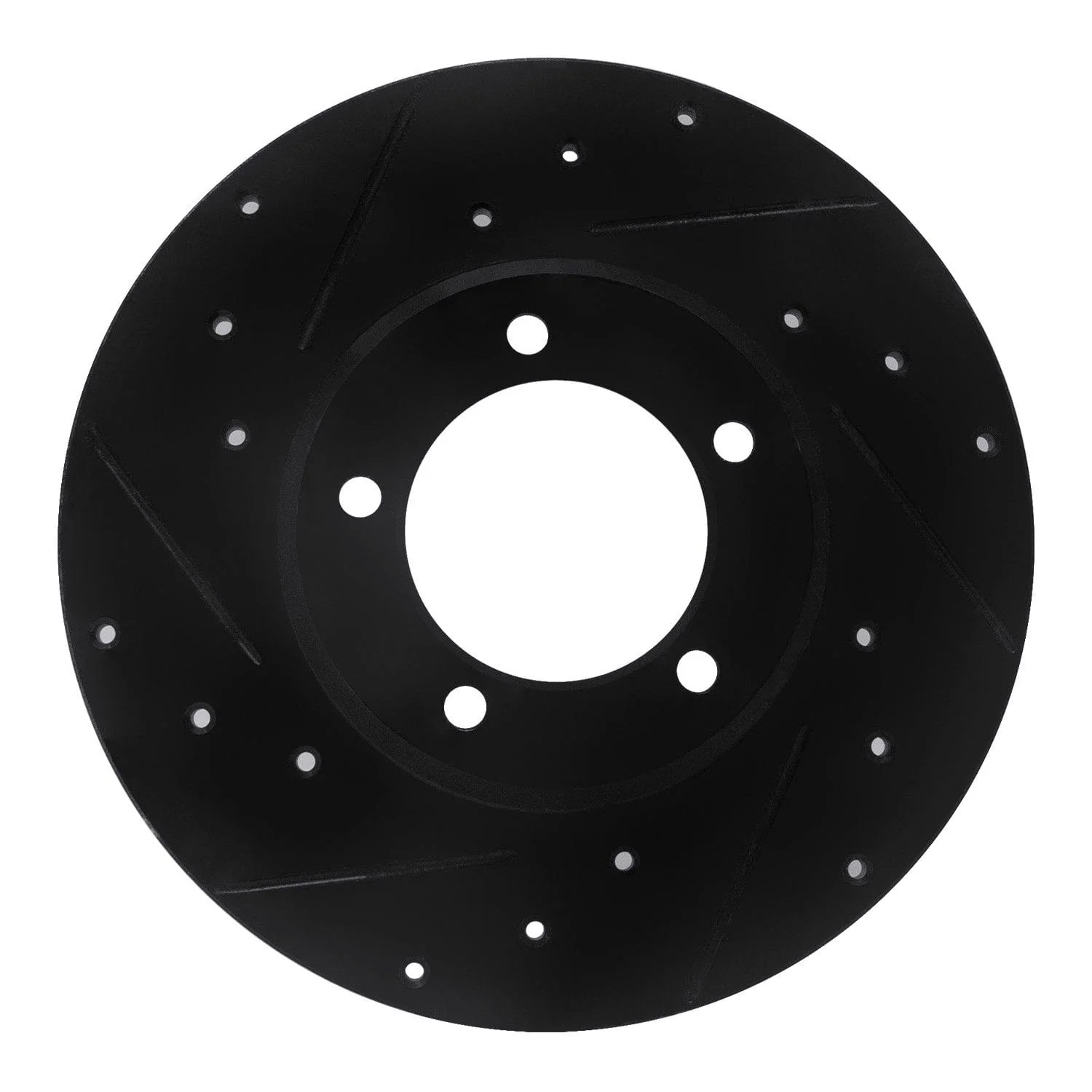 R1 Concepts 75-83 Toyota Pickup Front Left Drilled & Slotted Black Brake Rotor