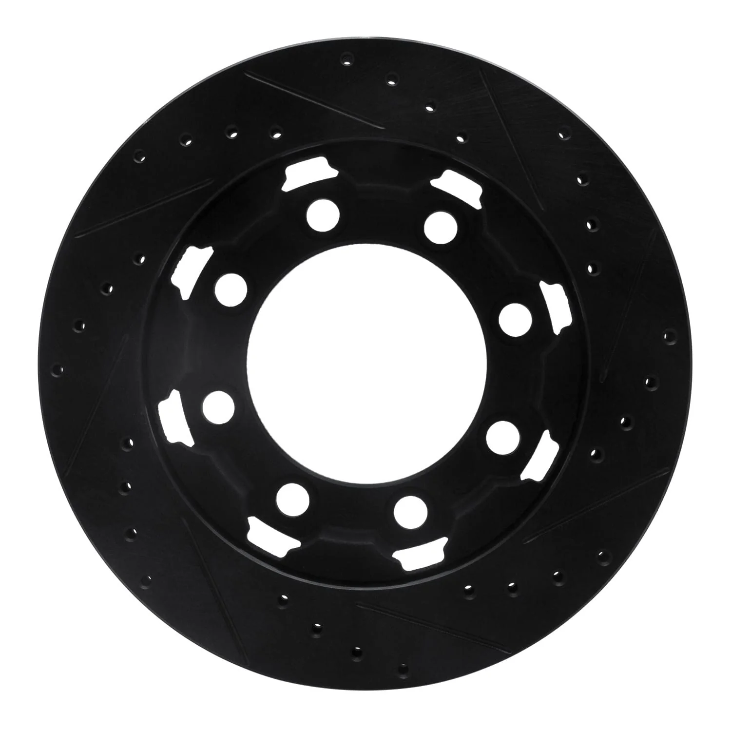 R1 Concepts 75-93 Dodge W250 Front Left Drilled & Slotted Black Brake Rotor - Image 2
