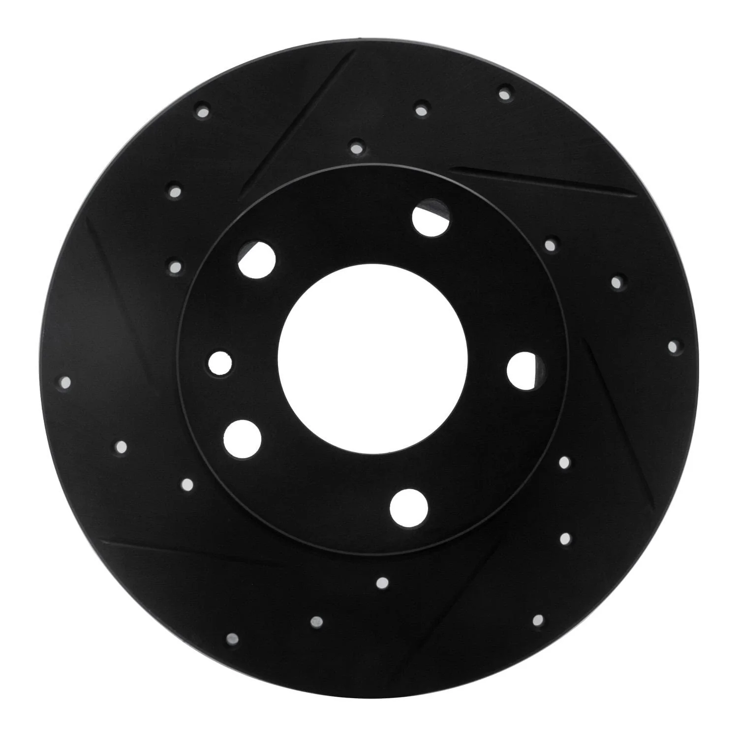 R1 Concepts 76-76 BMW 530I Front Left Drilled & Slotted Black Brake Rotor