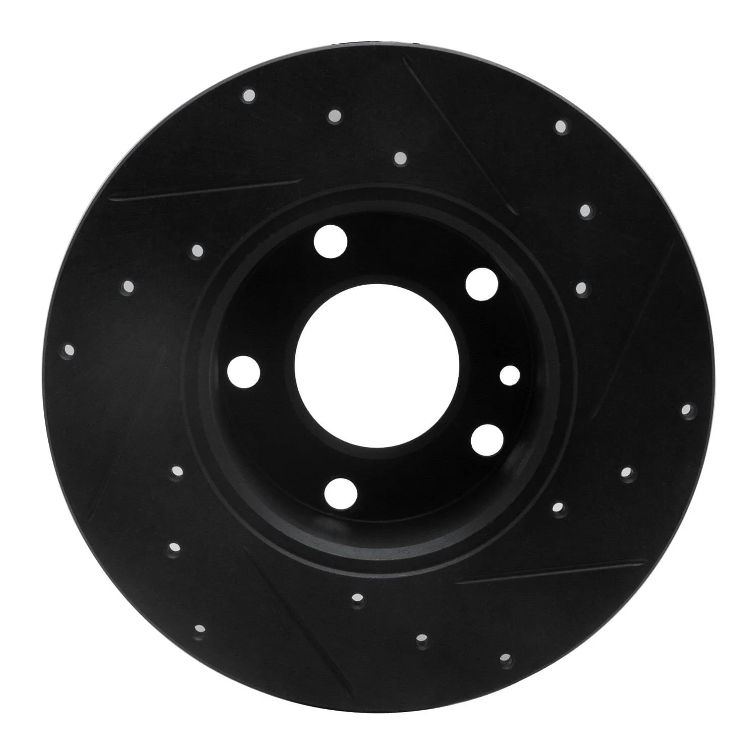 R1 Concepts 76-76 BMW 530I Front Left Drilled & Slotted Black Brake Rotor - Image 2