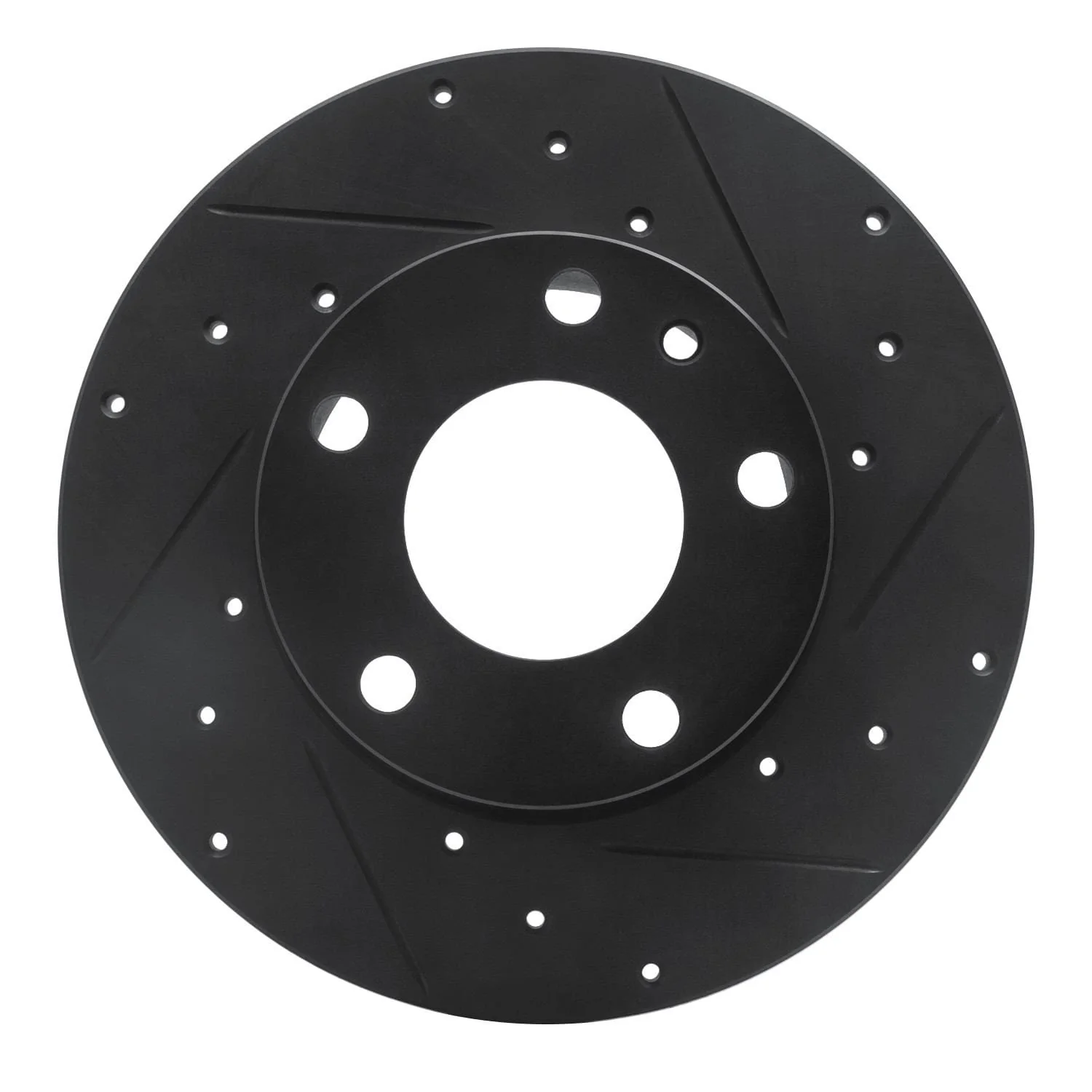 R1 Concepts 76-76 BMW 530I Front Right Drilled & Slotted Black Brake Rotor