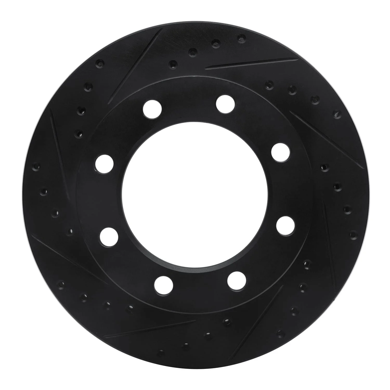 R1 Concepts 76-79 Ford F-250 4WD (Excl Super Duty) Front Left Drilled & Slotted Black Brake Rotor