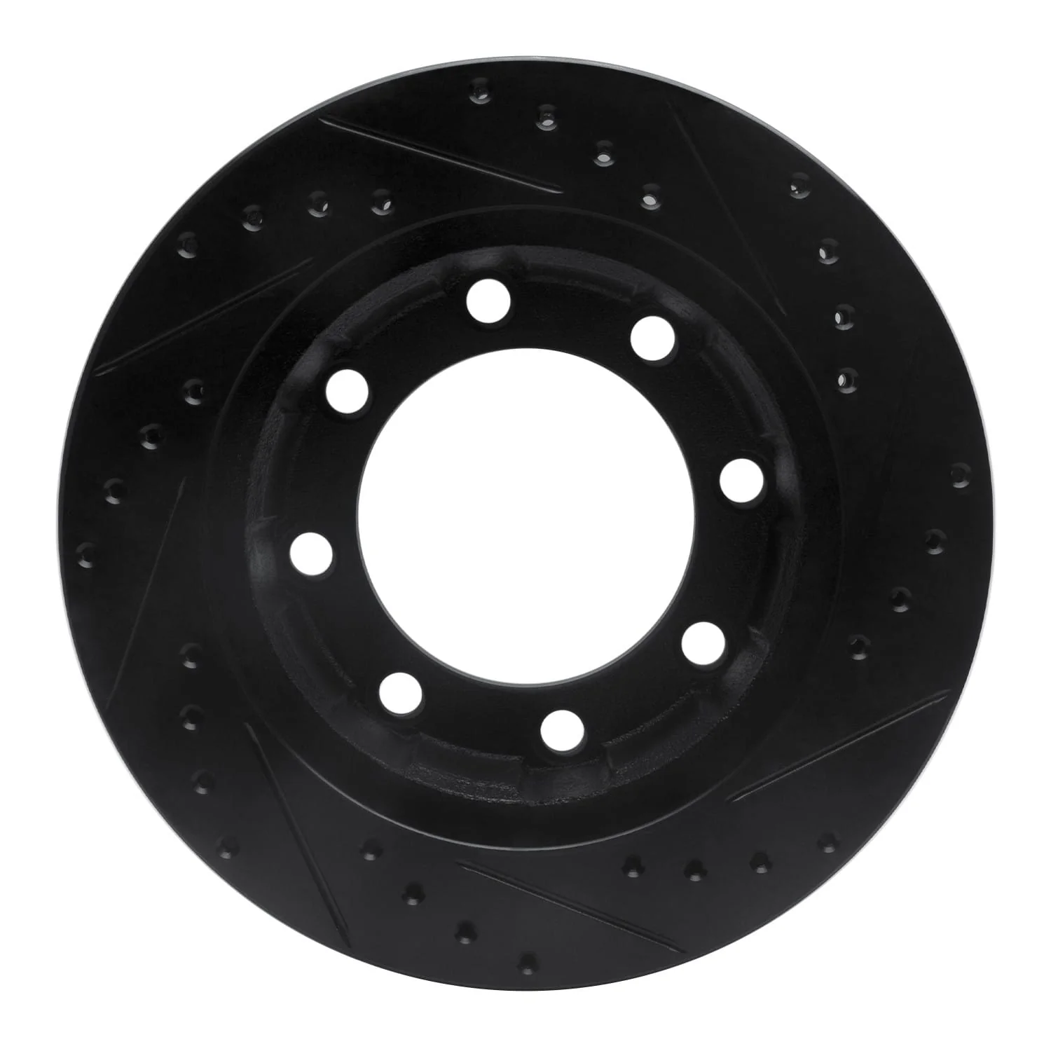 R1 Concepts 76-79 Ford F-250 4WD (Excl Super Duty) Front Left Drilled & Slotted Black Brake Rotor - Image 2