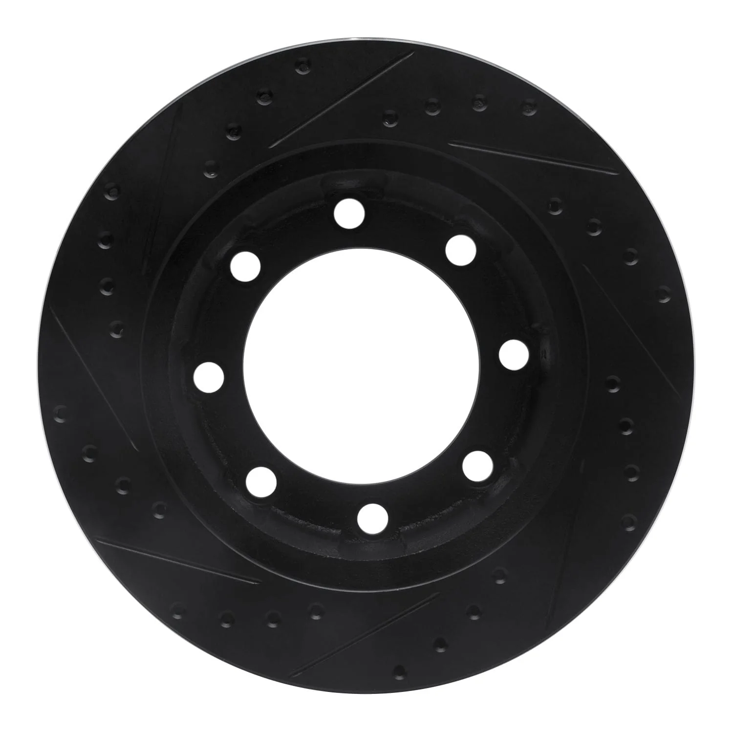 R1 Concepts 76-79 Ford F-250 4WD (Excl Super Duty) Front Right Drilled & Slotted Black Brake Rotor - Image 2