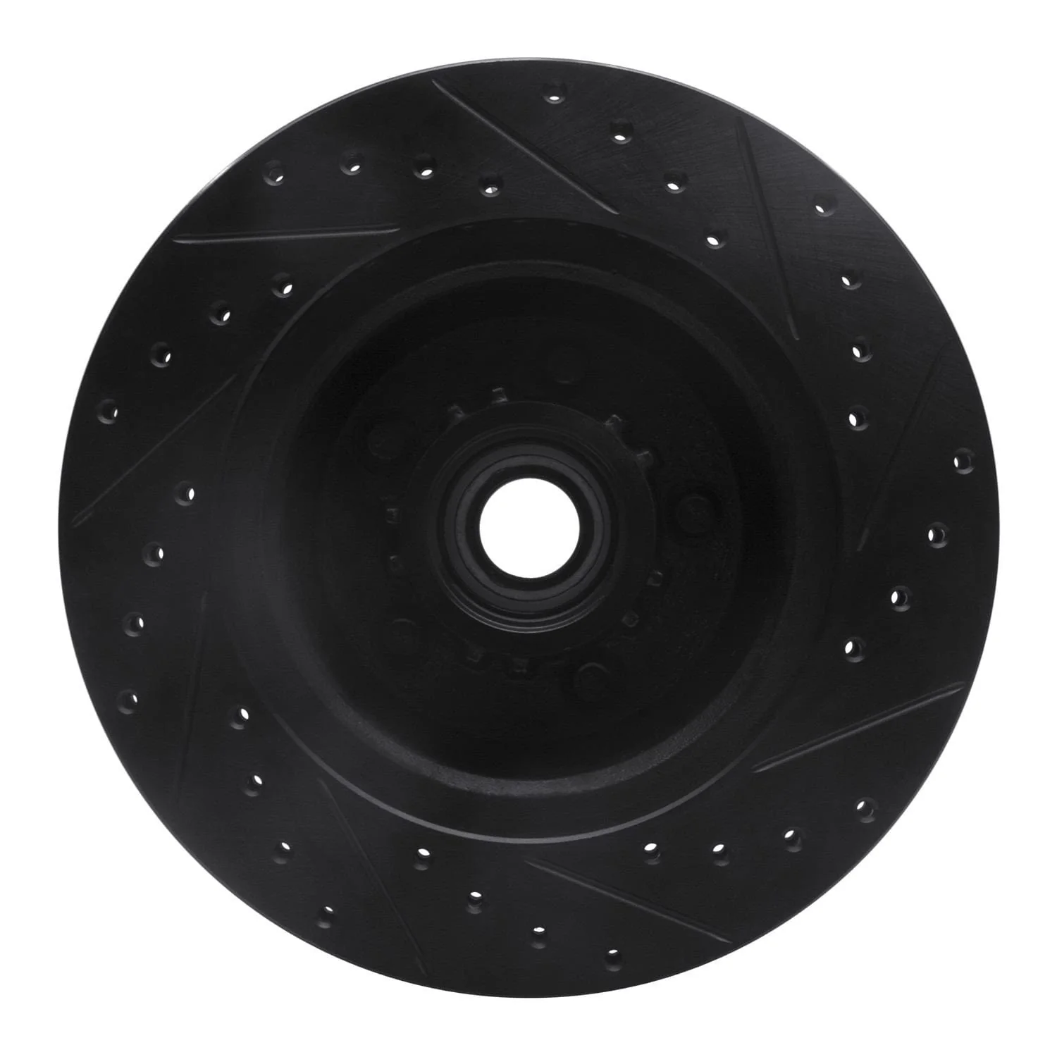 R1 Concepts 76-81 Chrysler Newport Front Left Drilled & Slotted Black Brake Rotor - Image 2