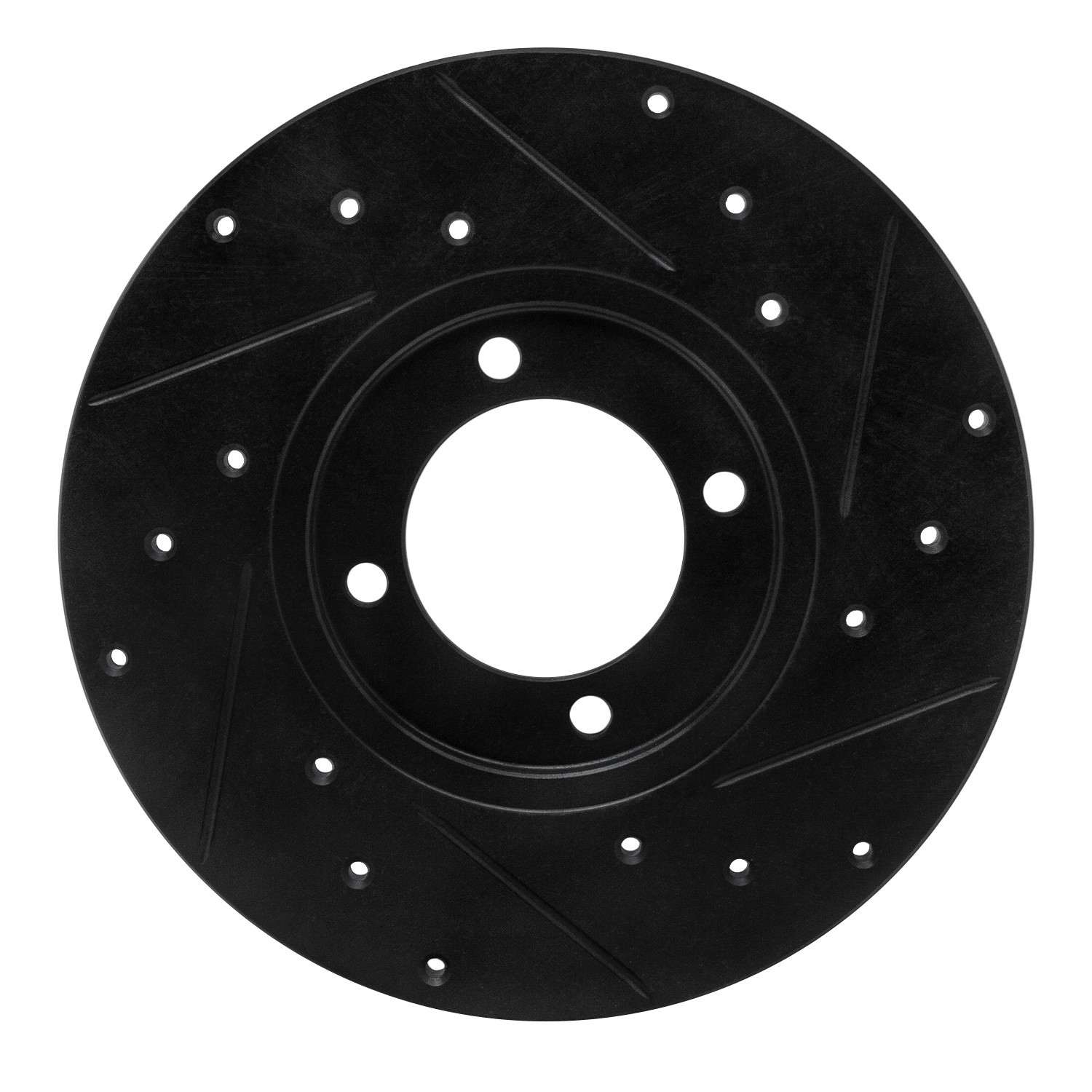 R1 Concepts 76-81 Toyota Celica Front Left Drilled & Slotted Black Brake Rotor - Image 2