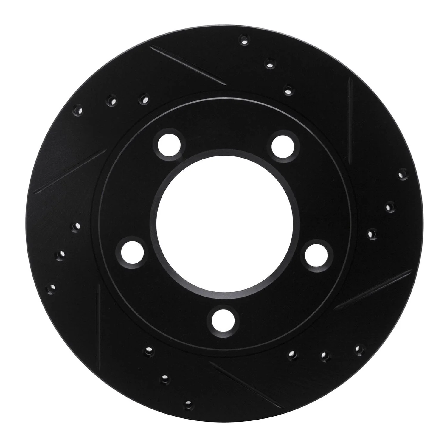 R1 Concepts 76-93 Ford F-150 4WD Front Right Drilled & Slotted Black Brake Rotor