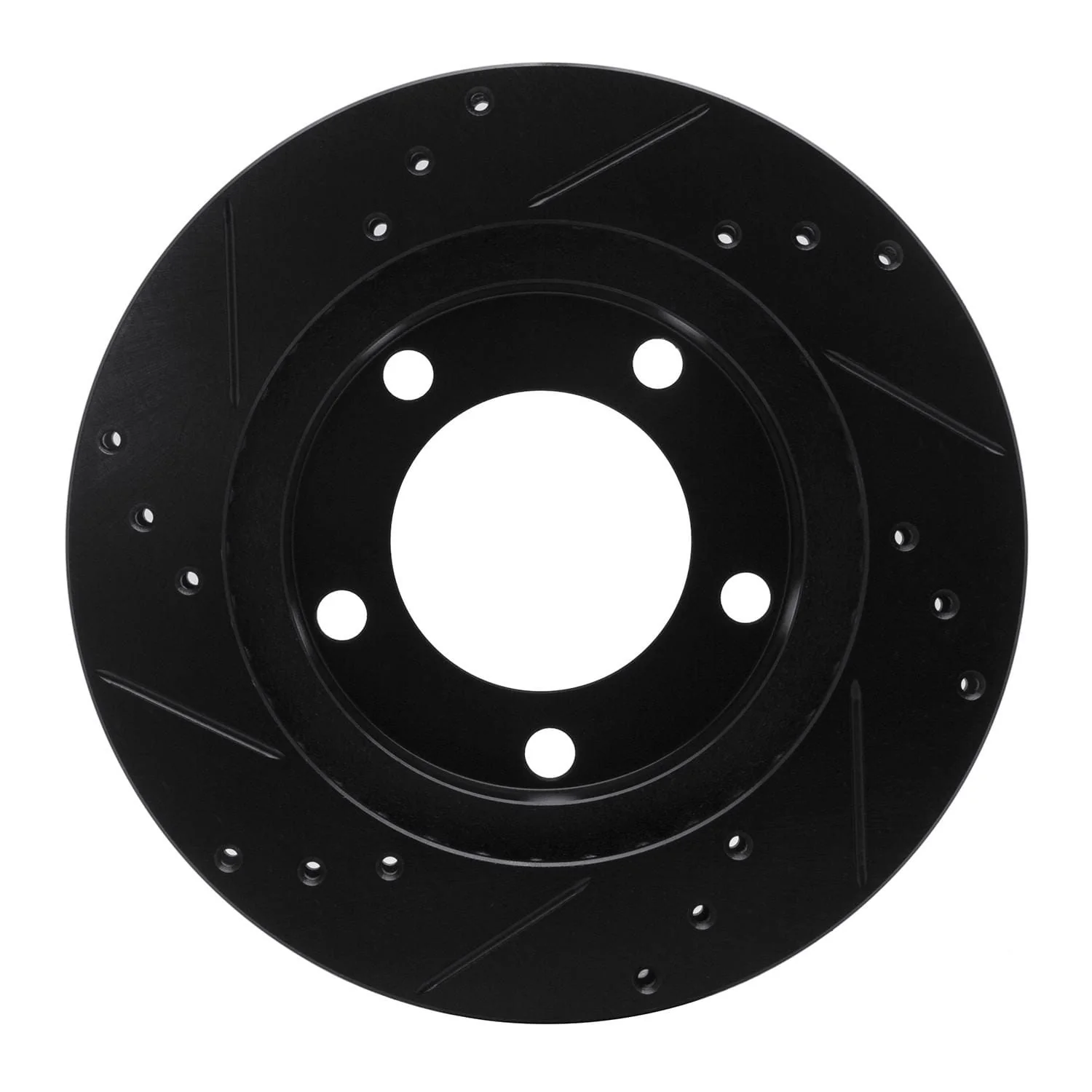 R1 Concepts 76-93 Ford F-150 4WD Front Right Drilled & Slotted Black Brake Rotor - Image 2