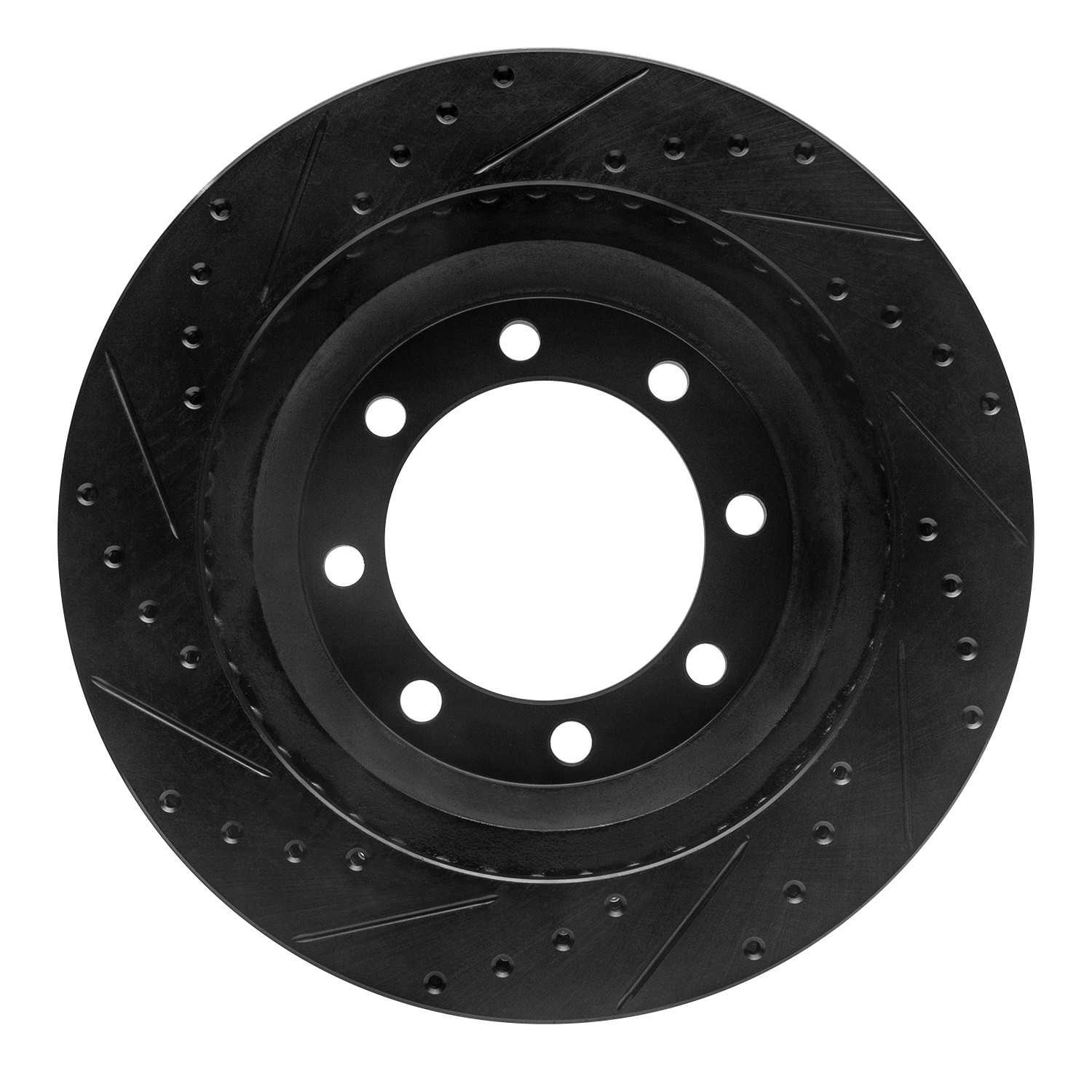 R1 Concepts 76-96 Chevrolet C3500 Front Right Drilled & Slotted Black Brake Rotor - Image 2