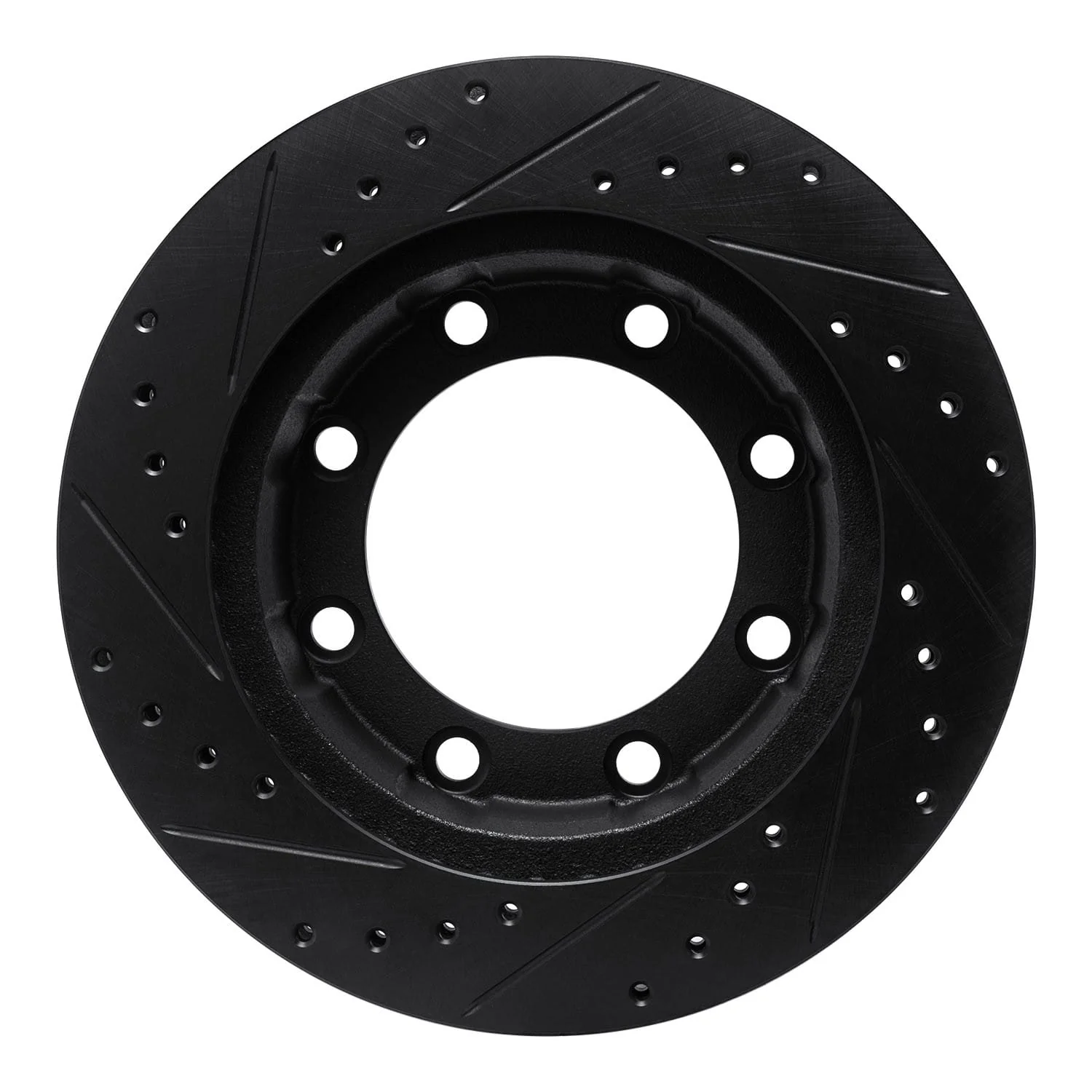 R1 Concepts 77-79 Ford F-250 4WD (Excl Super Duty) Front Right Drilled & Slotted Black Brake Rotor - Image 2