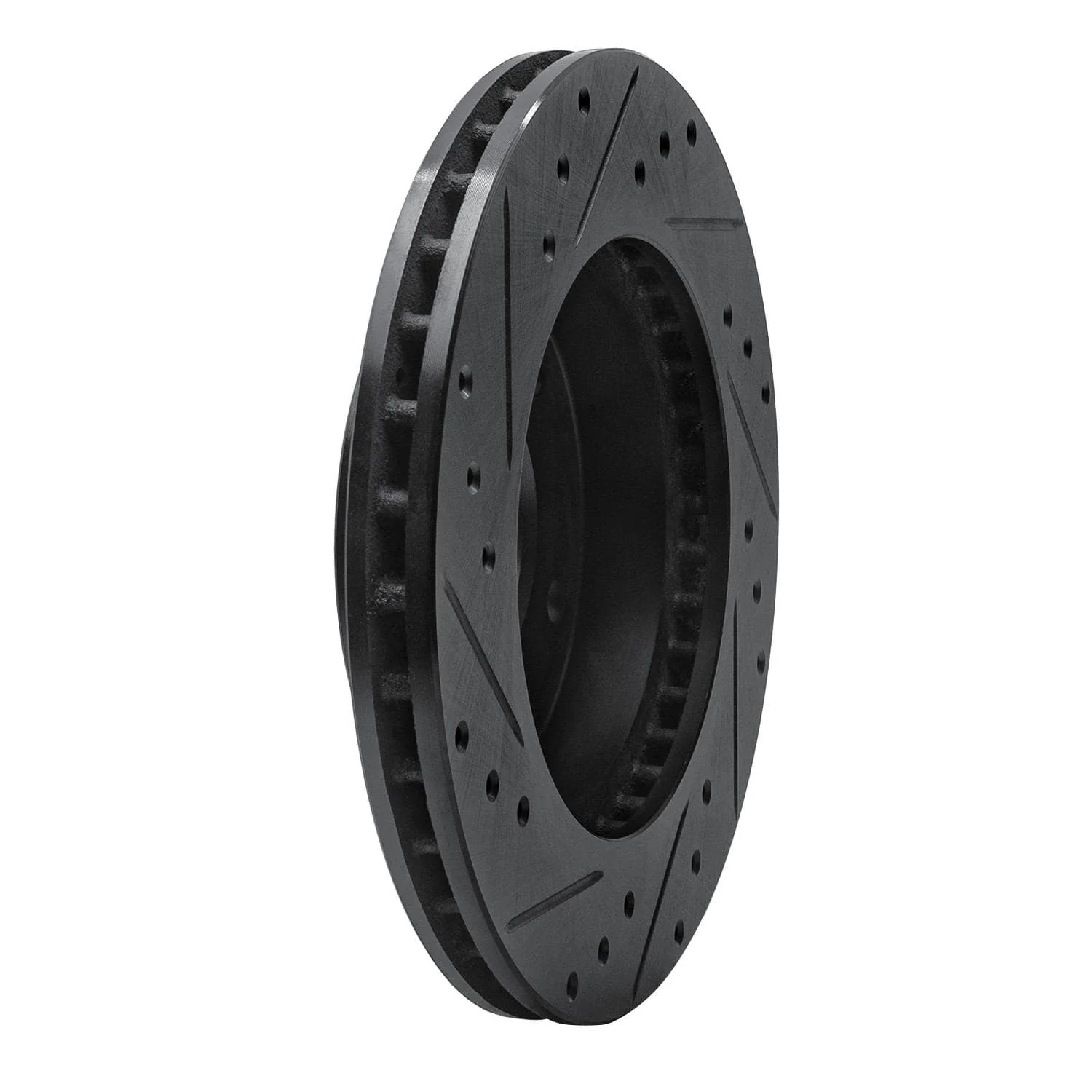 R1 Concepts 77-80 Buick LeSabre Rear Right Drilled & Slotted Black Brake Rotor - Image 2