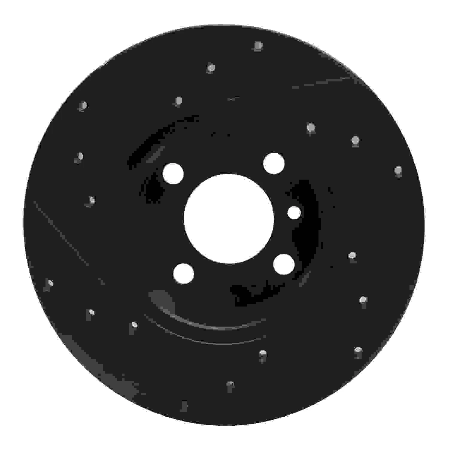 R1 Concepts 77-83 BMW 320I (USA/Canada) Front Right Drilled & Slotted Black Brake Rotor - Image 2
