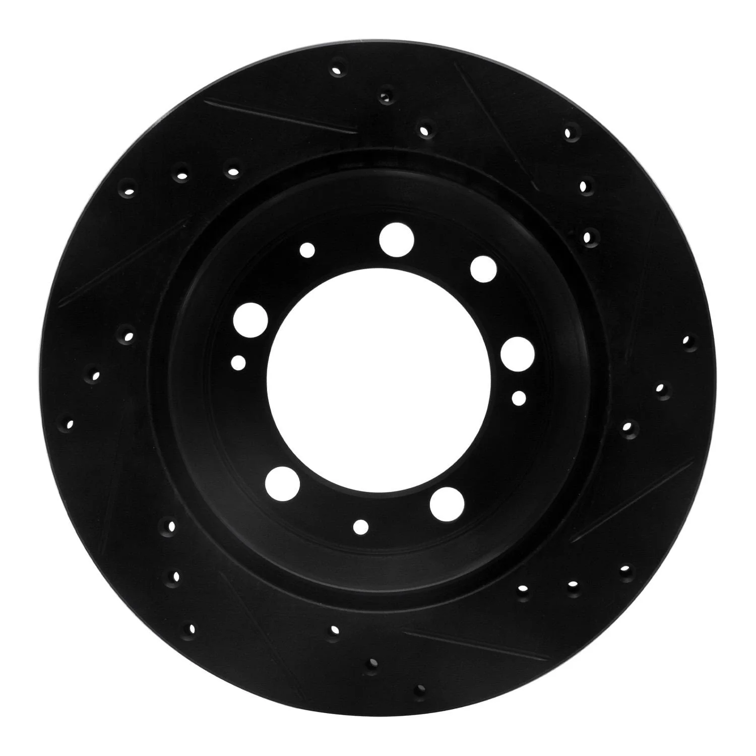 R1 Concepts 77-88 Porsche 924 Rear Left Drilled & Slotted Black Brake Rotor - Image 2