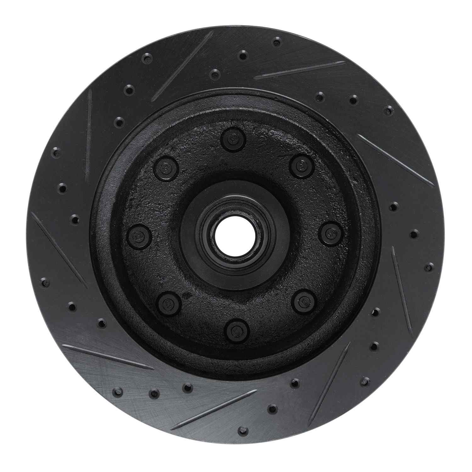 R1 Concepts 78-81 Dodge B350 Front Right Drilled & Slotted Black Brake Rotor - Image 2