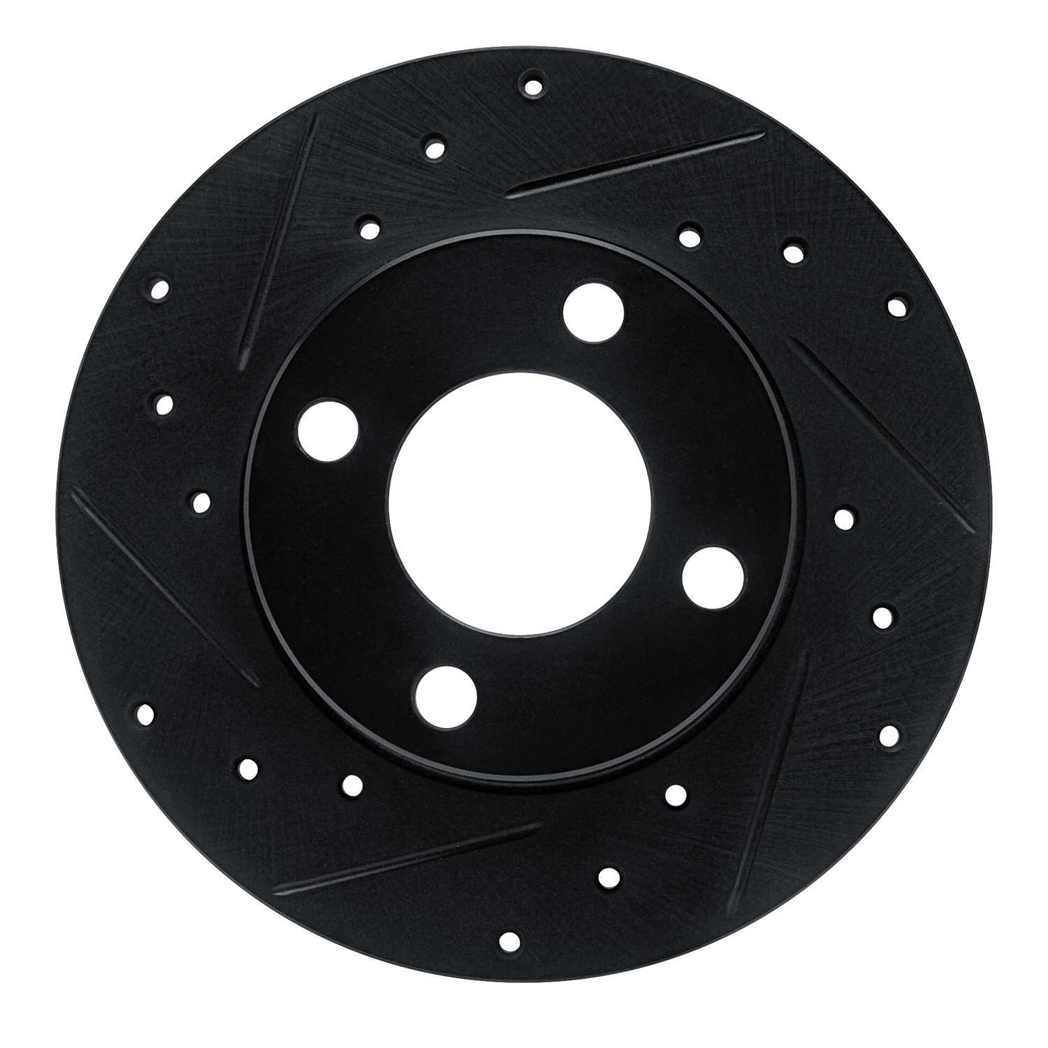 R1 Concepts 78-85 Audi 5000 Front Left Drilled & Slotted Black Brake Rotor