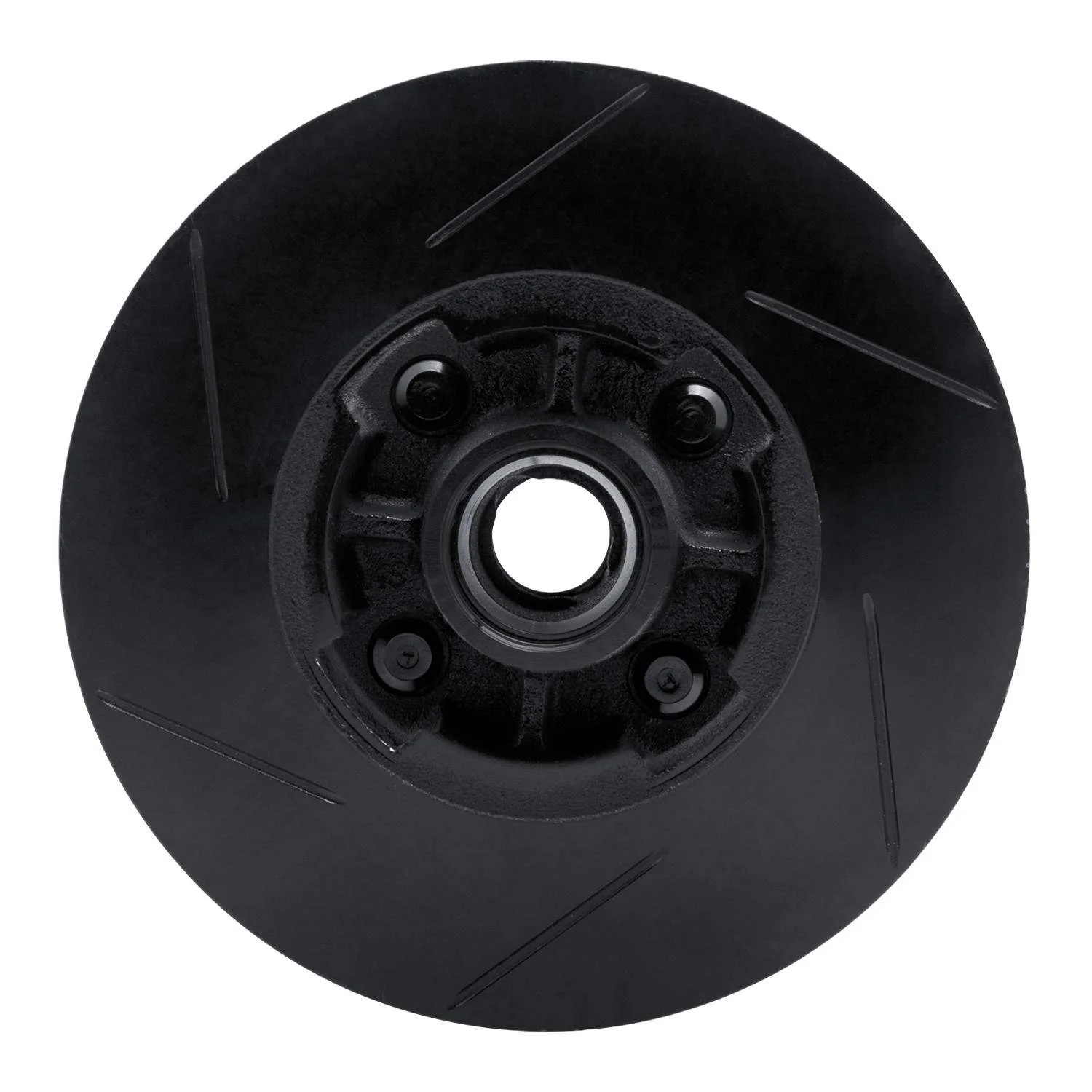 R1 Concepts 78-87 Chevrolet Chevette Front Right Slotted Black Brake Rotor - Image 2