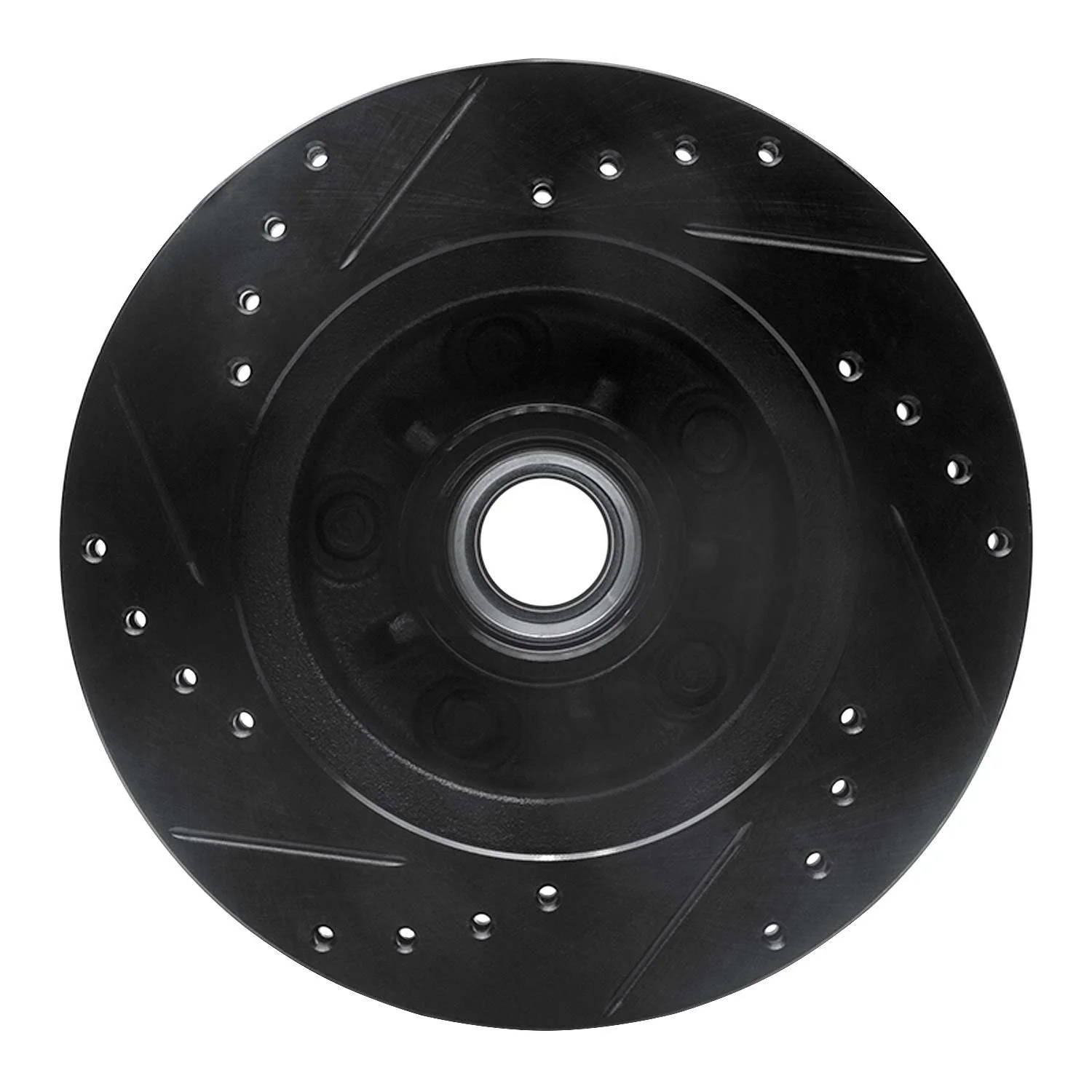 R1 Concepts 78-90 Buick LeSabre Front Right Drilled & Slotted Black Brake Rotor - Image 2