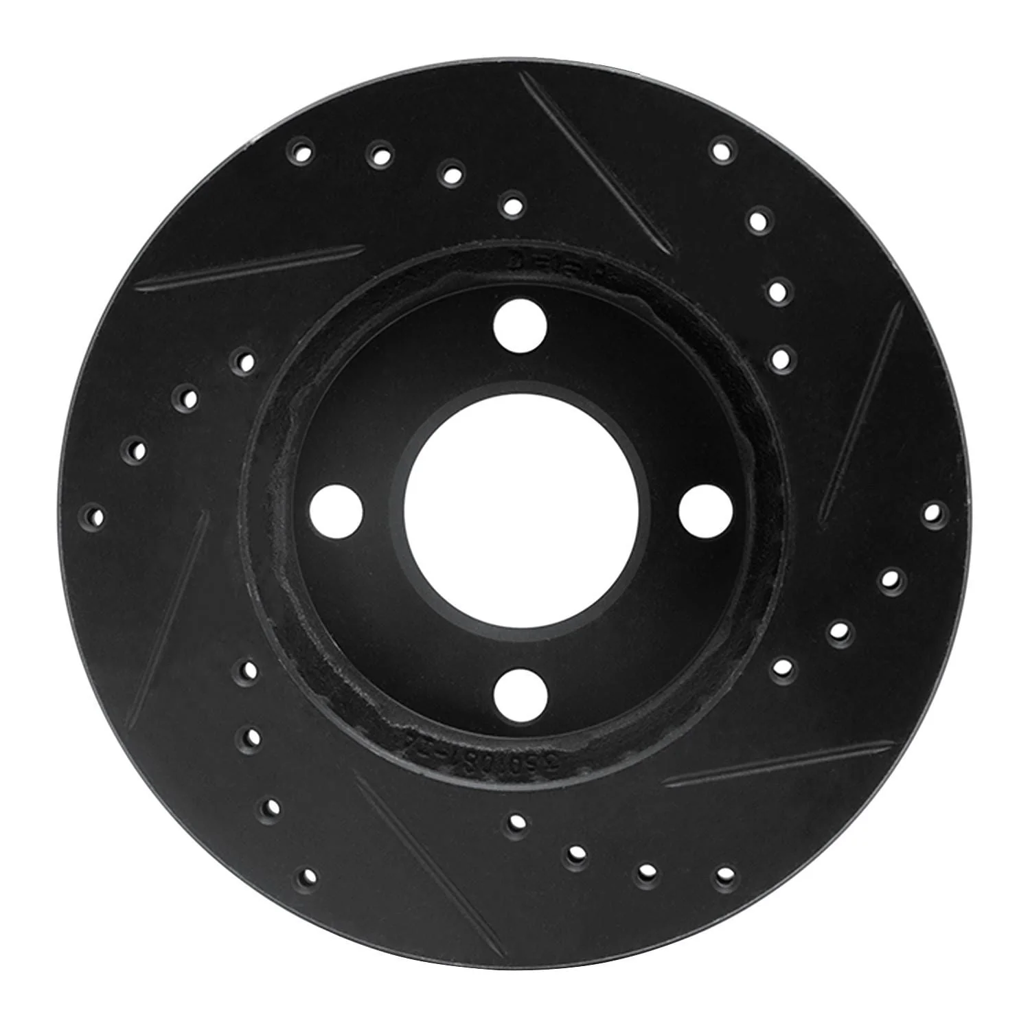 R1 Concepts 78-92 Audi 80 Front Left Drilled & Slotted Black Brake Rotor - Image 2