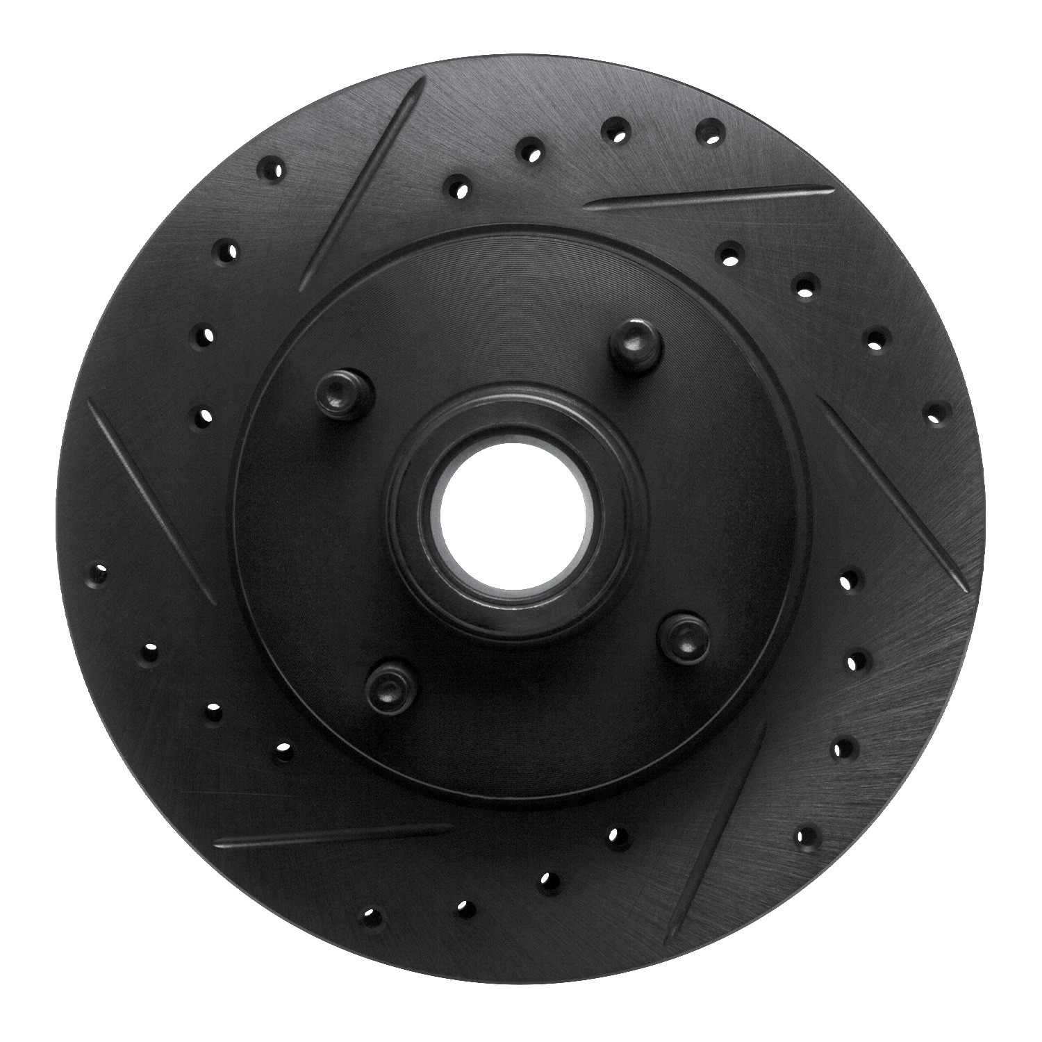 R1 Concepts 78-93 Ford Fairmont Front Left Drilled & Slotted Black Brake Rotor