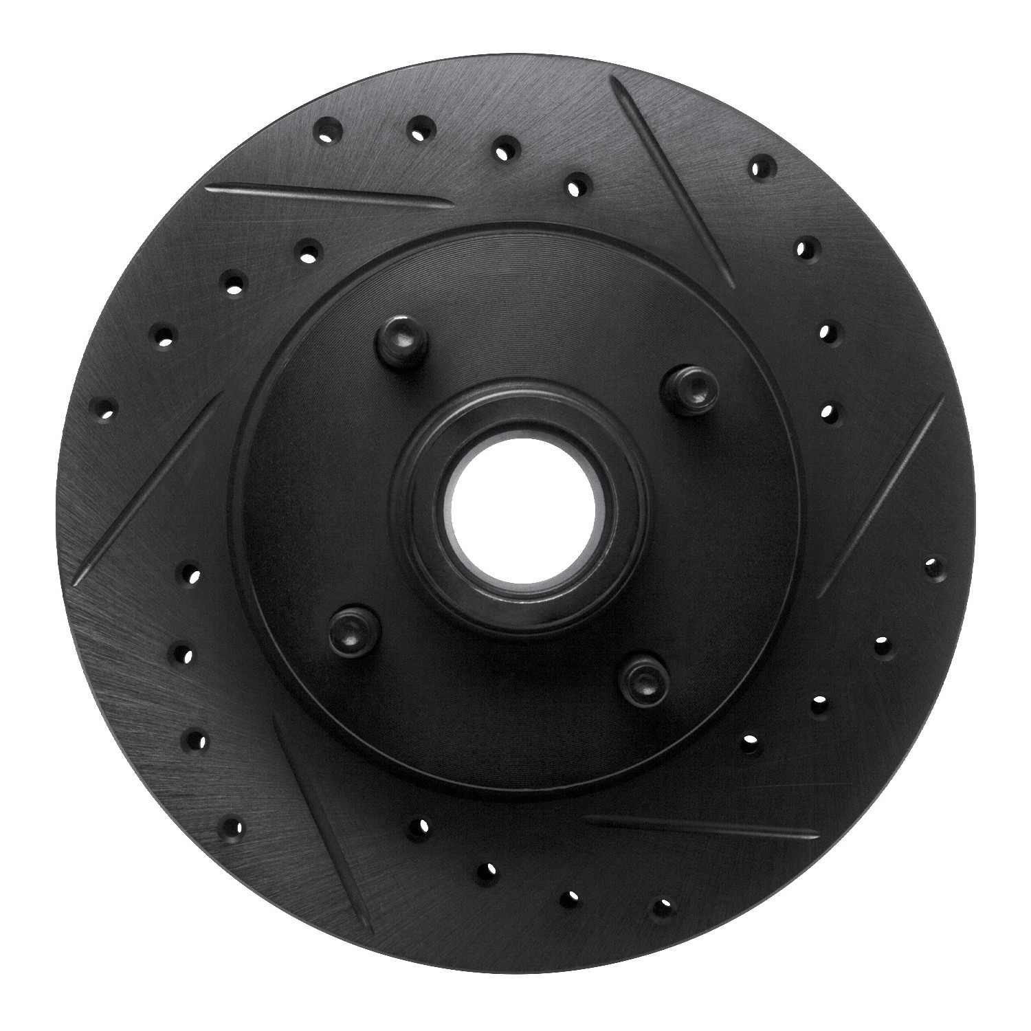 R1 Concepts 78-93 Ford Mustang Front Right Drilled & Slotted Black Brake Rotor