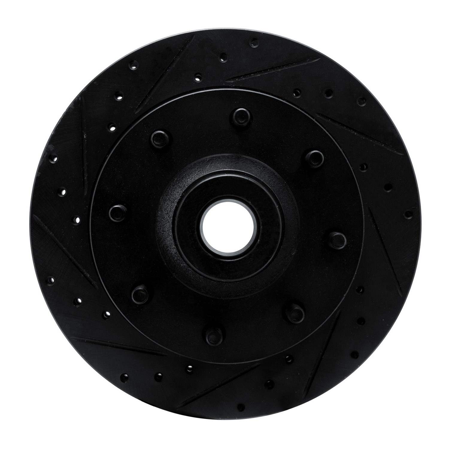 R1 Concepts 78-97 Dodge B200 / B200 Van / B250 Front Left Drilled & Slotted Black Brake Rotor