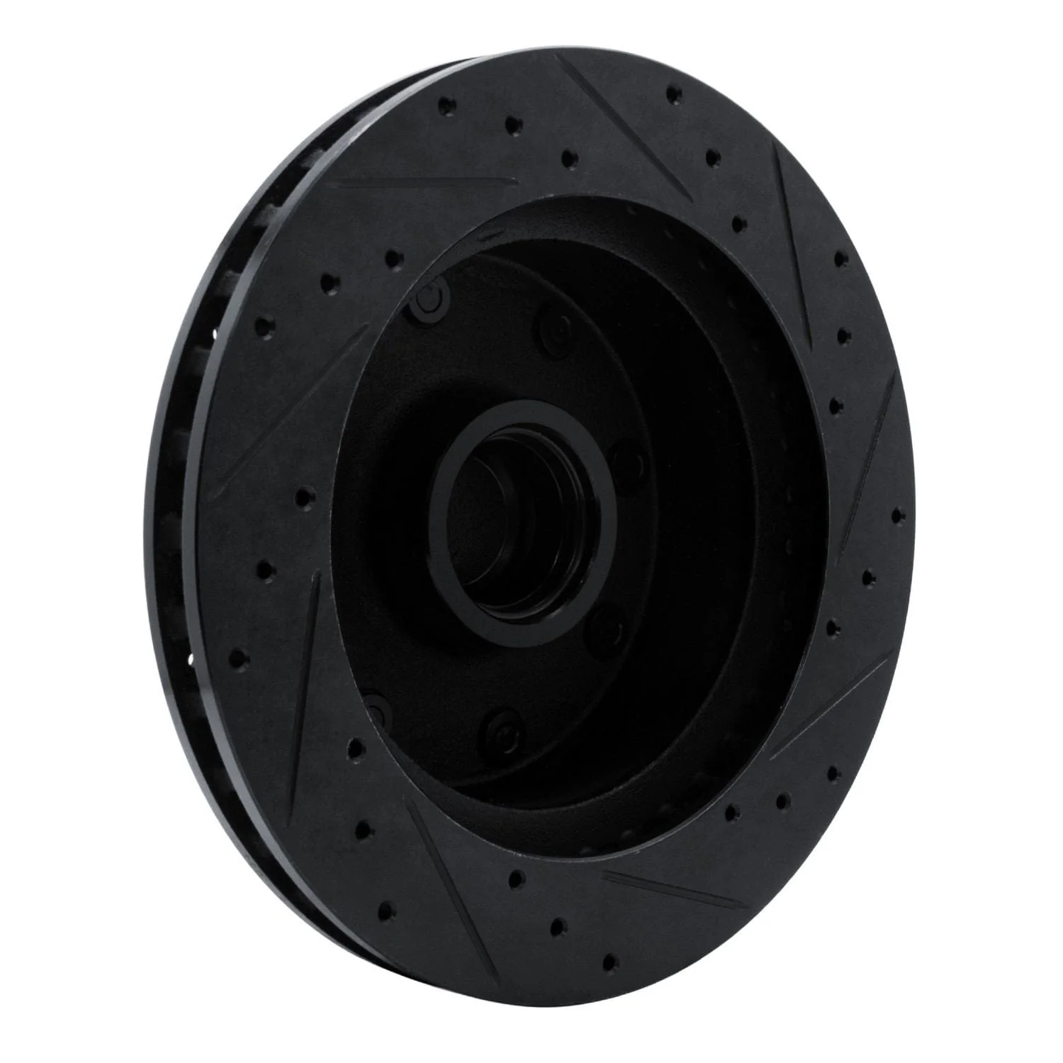 R1 Concepts 78-97 Dodge B200 / B200 Van / B250 Front Left Drilled & Slotted Black Brake Rotor - Image 2