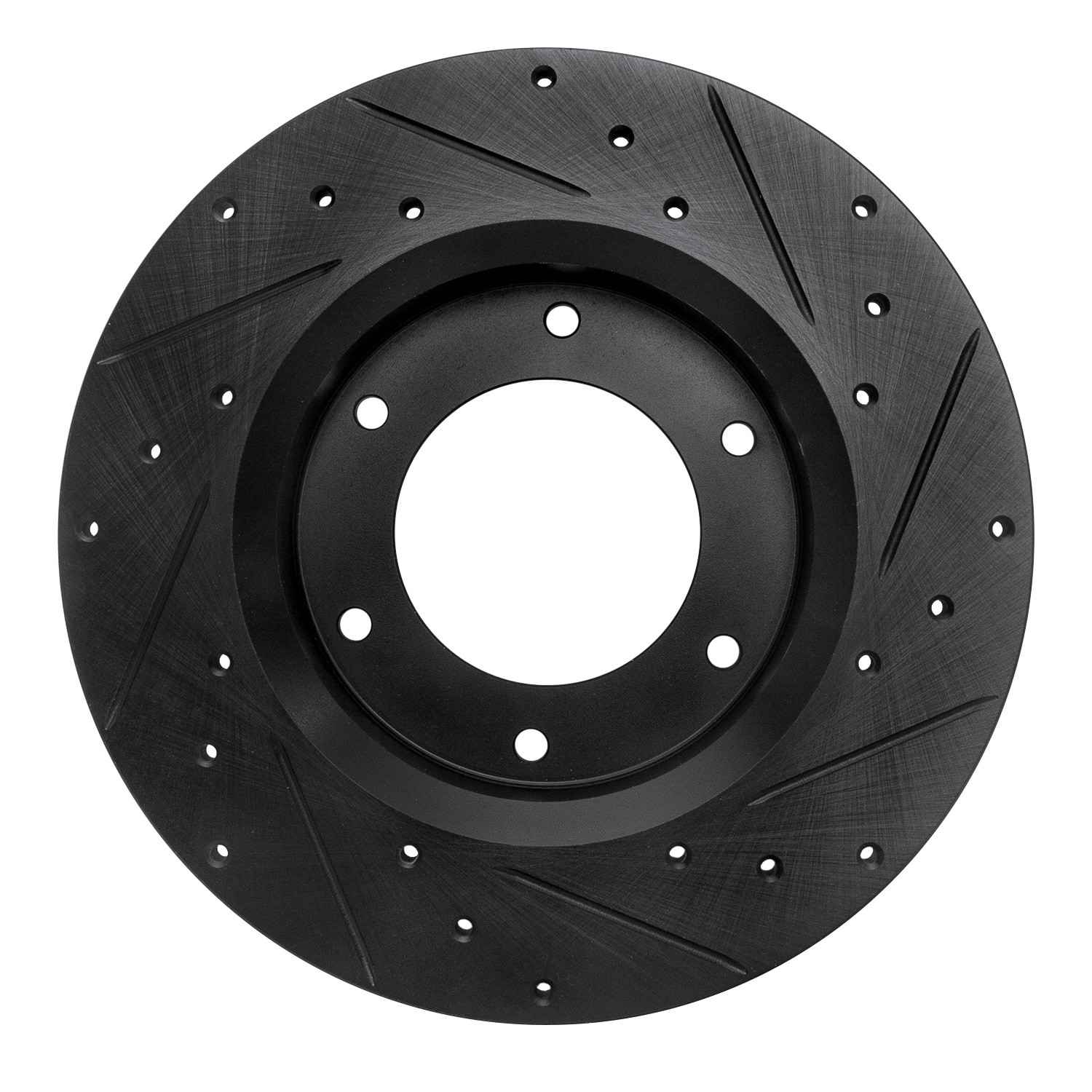 R1 Concepts 79-80 Toyota Pickup Front Left Drilled & Slotted Black Brake Rotor - Image 2