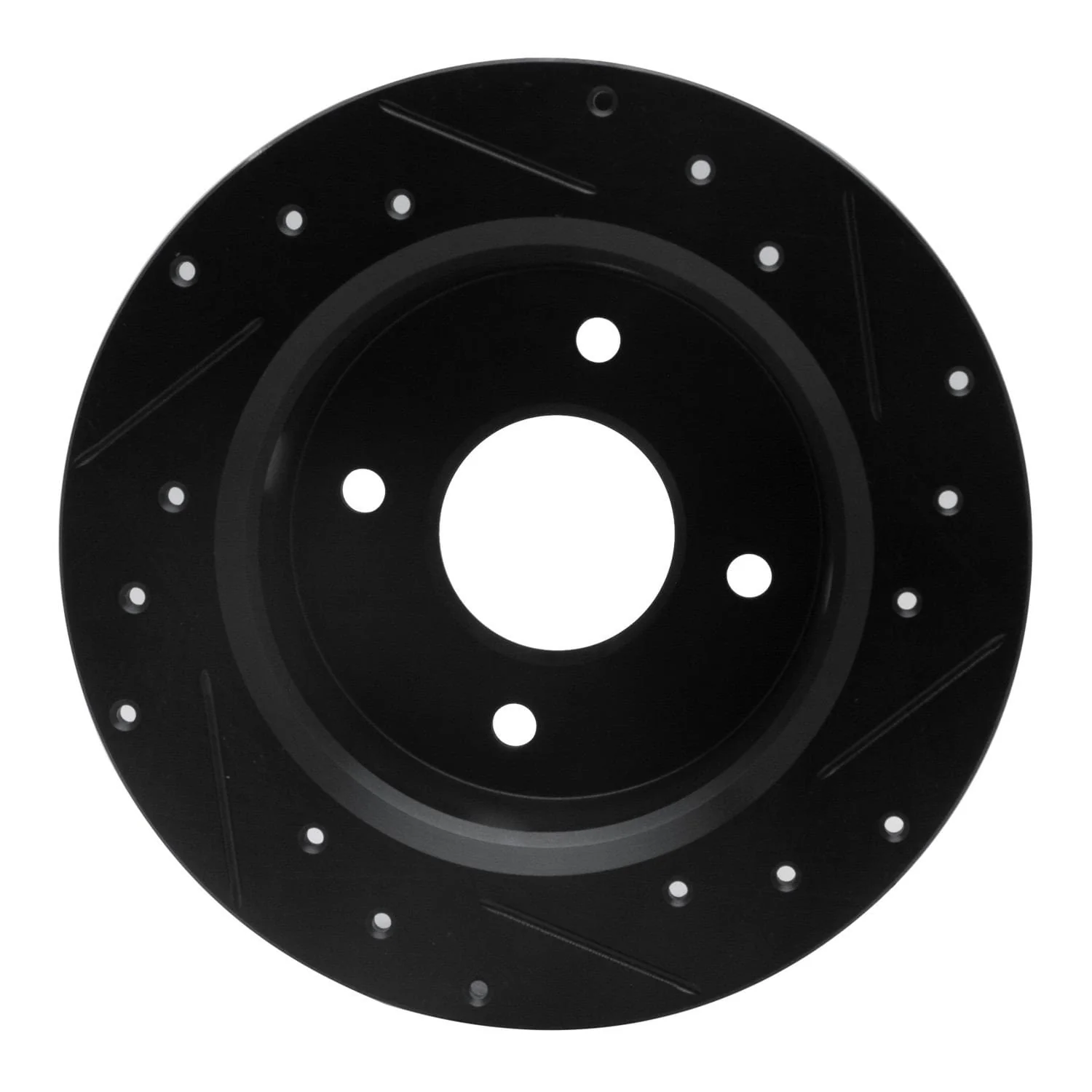 R1 Concepts 79-81 Nissan 200SX Rear Left Drilled & Slotted Black Brake Rotor - Image 2