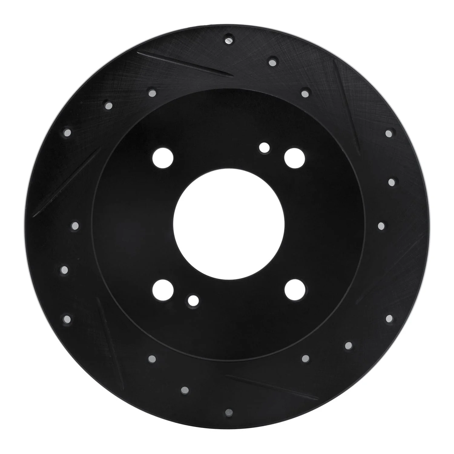 R1 Concepts 79-81 Nissan 200SX Rear Right Drilled & Slotted Black Brake Rotor