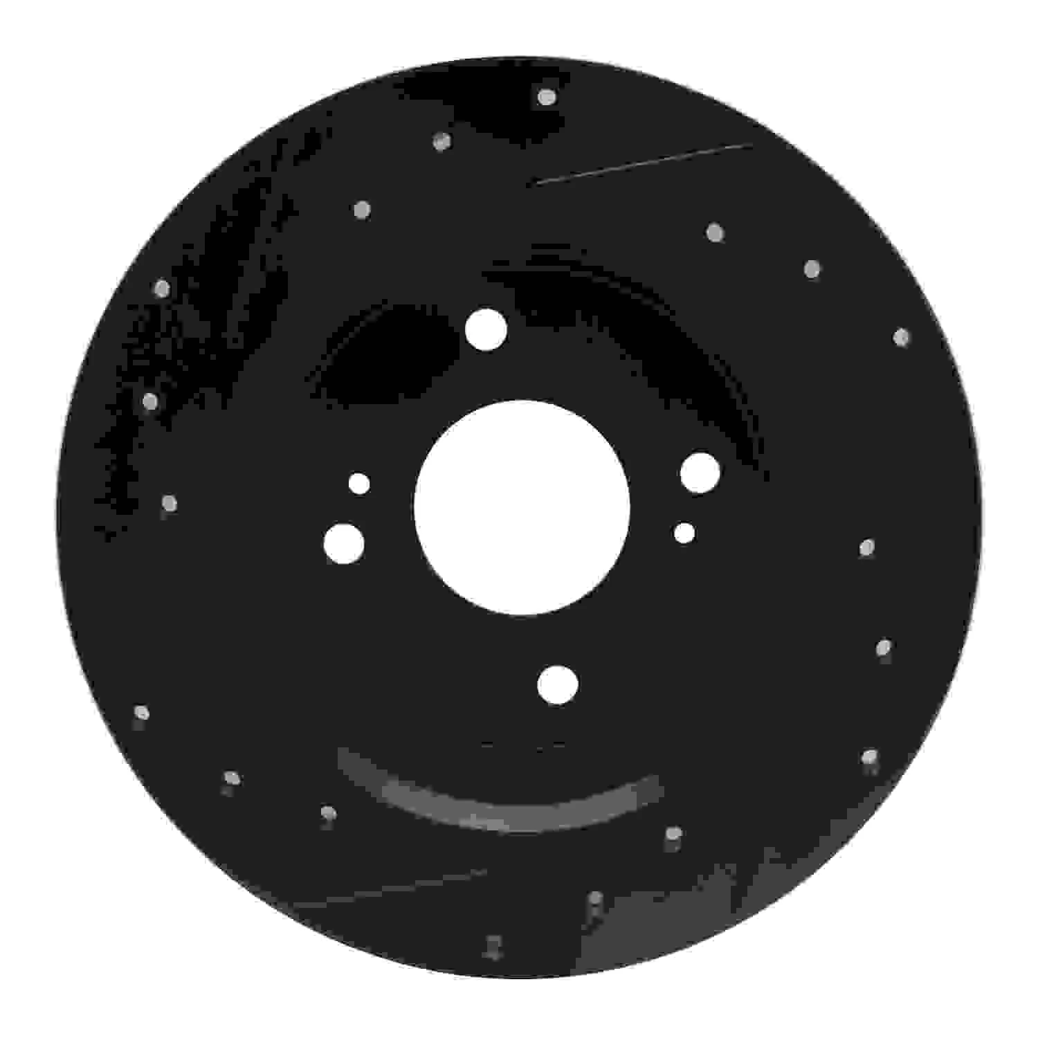 R1 Concepts 79-81 Nissan 200SX Rear Right Drilled & Slotted Black Brake Rotor - Image 2